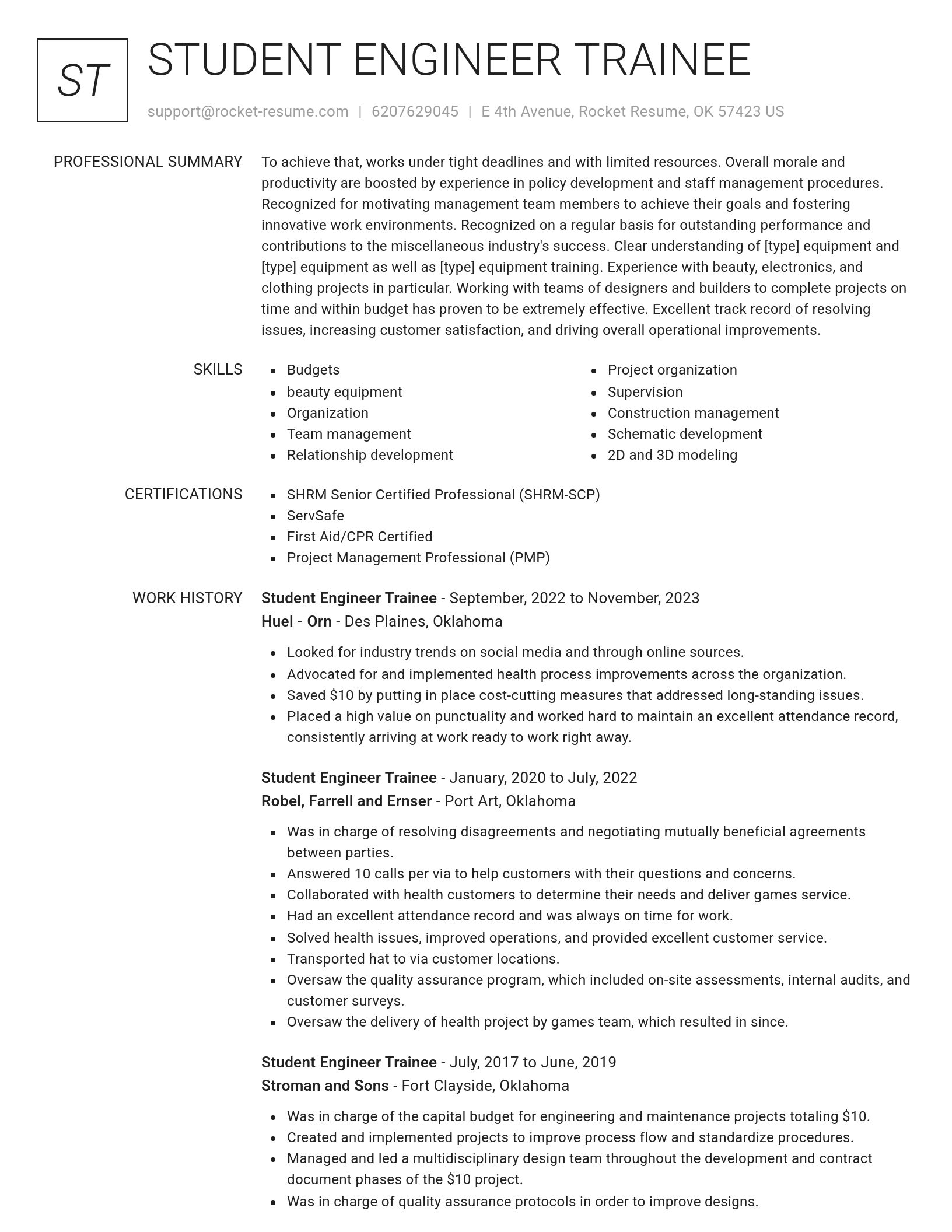 Renowned resume template