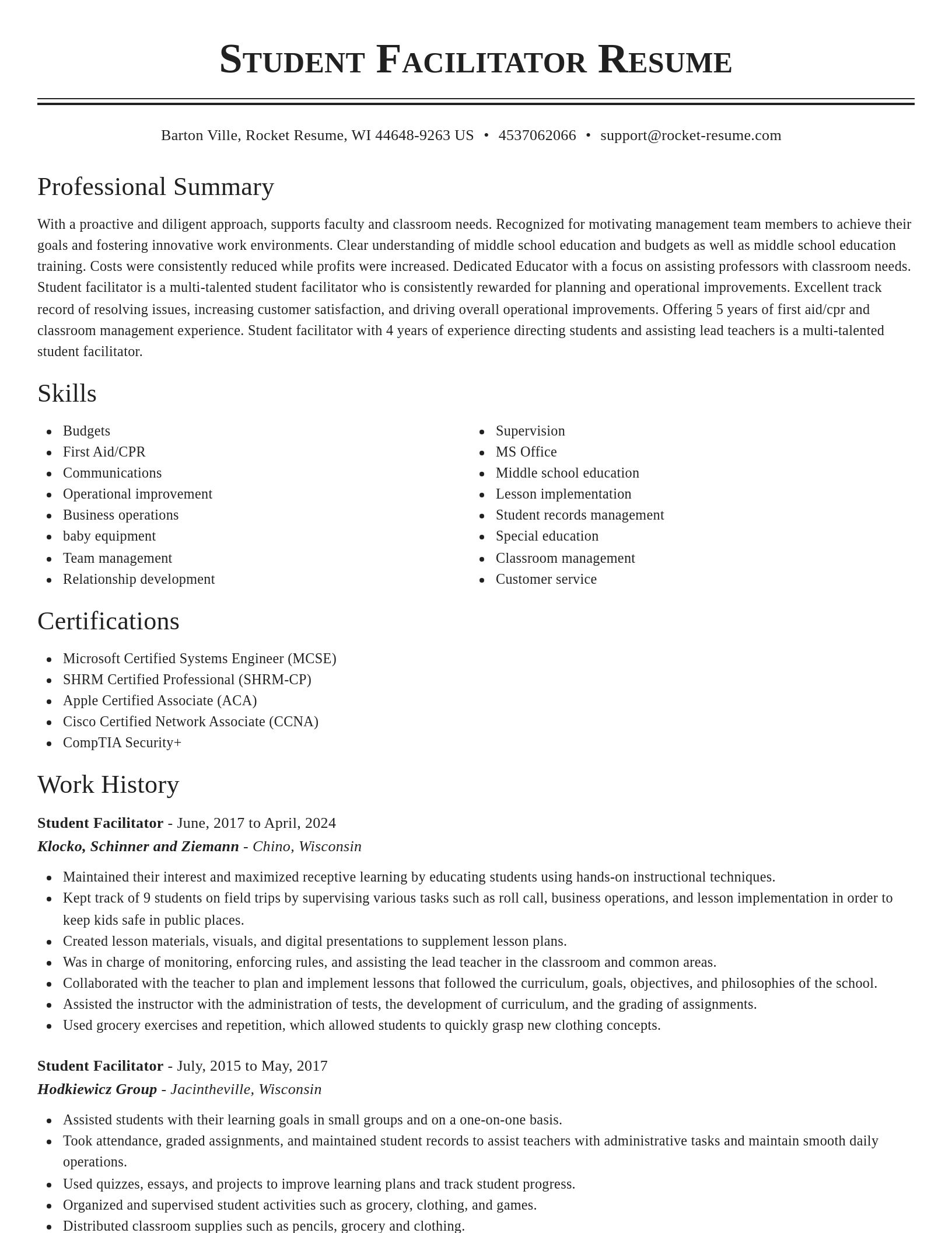 Classic resume template