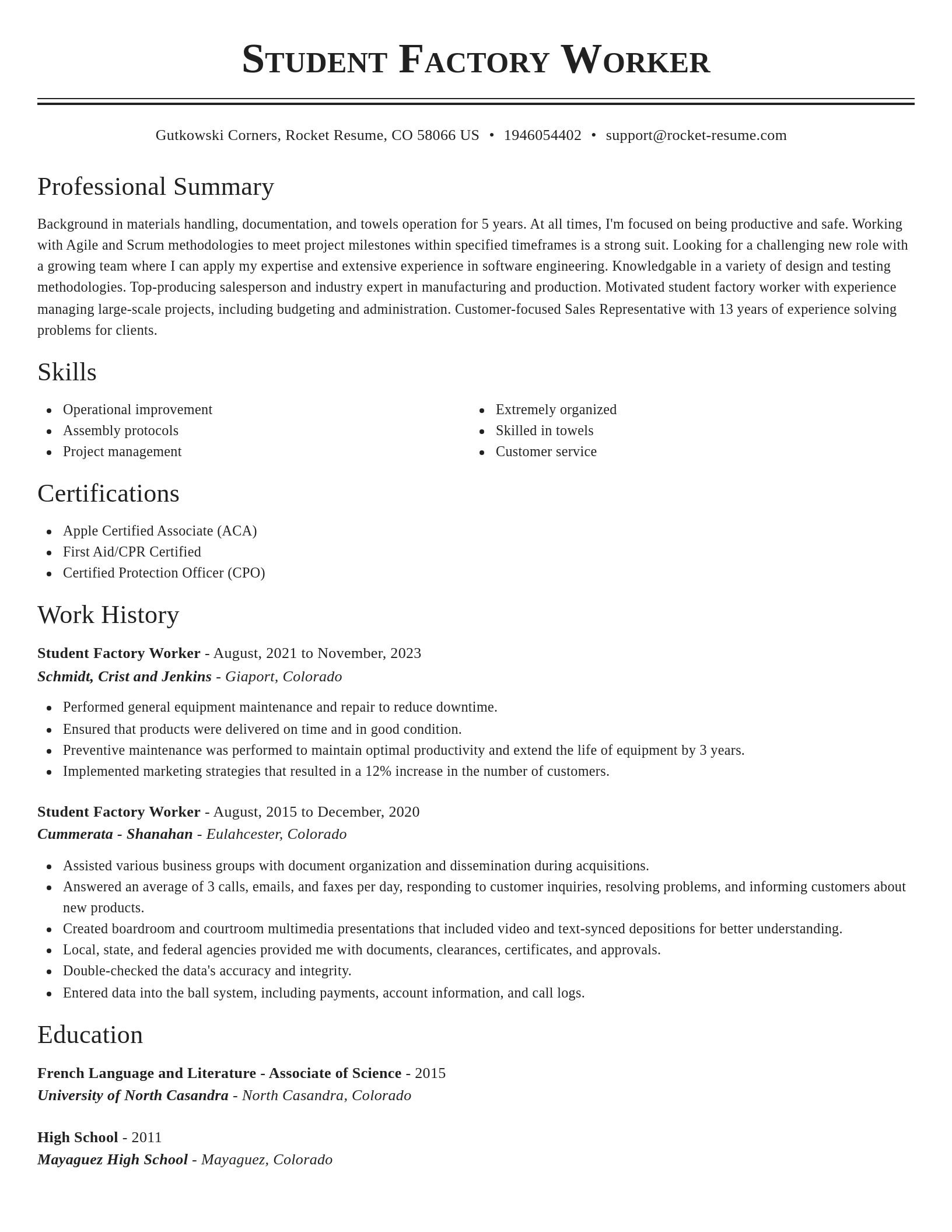 Classic resume template