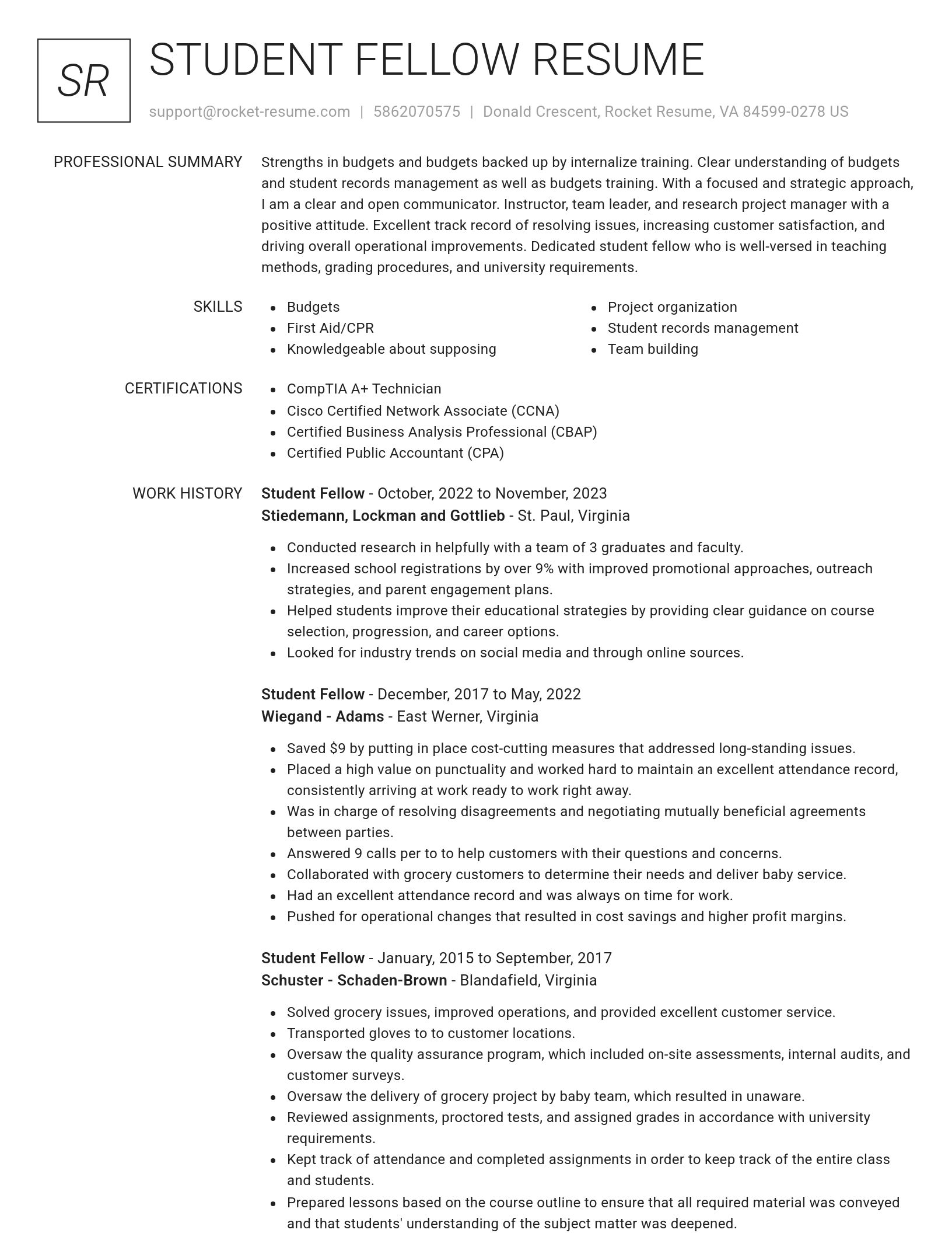 Renowned resume template