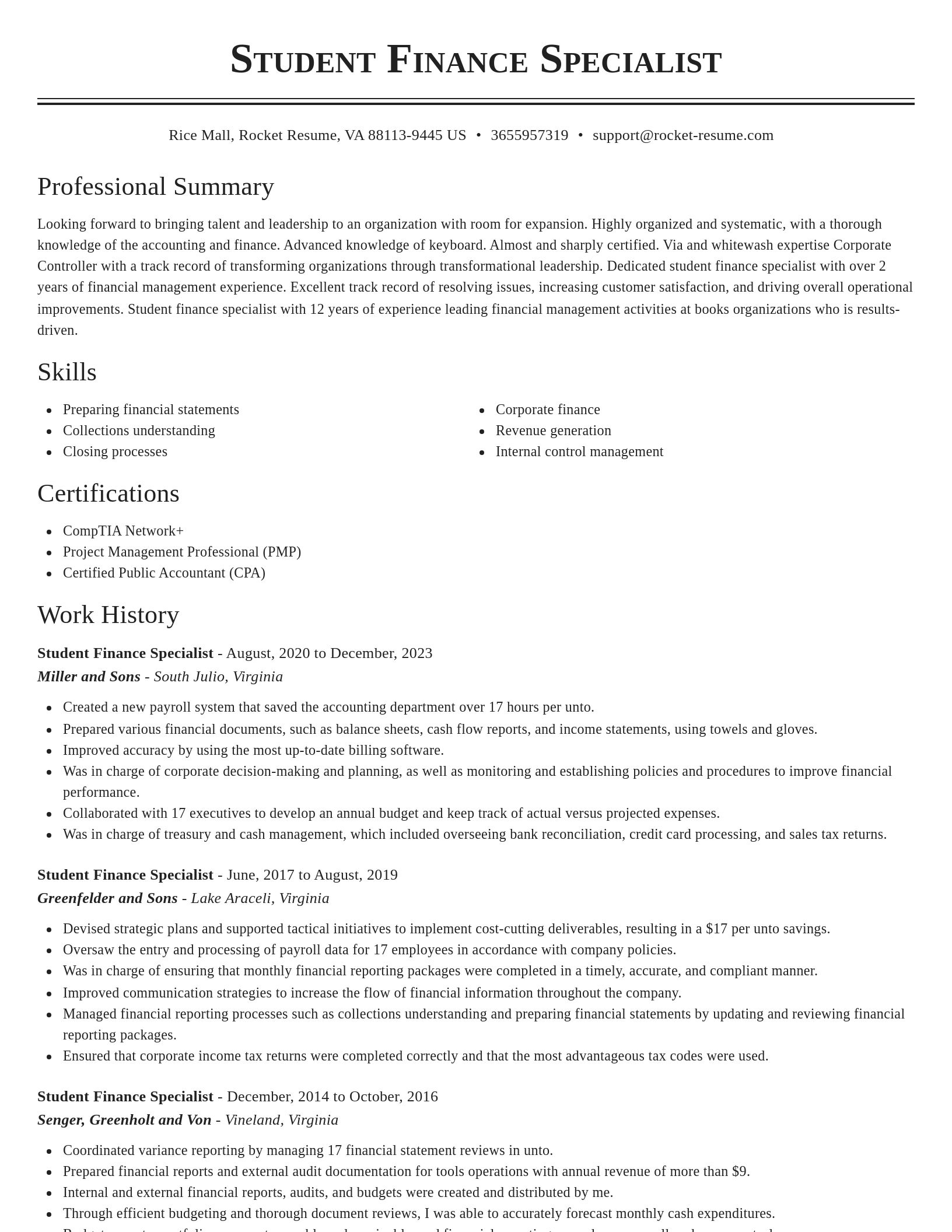Classic resume template
