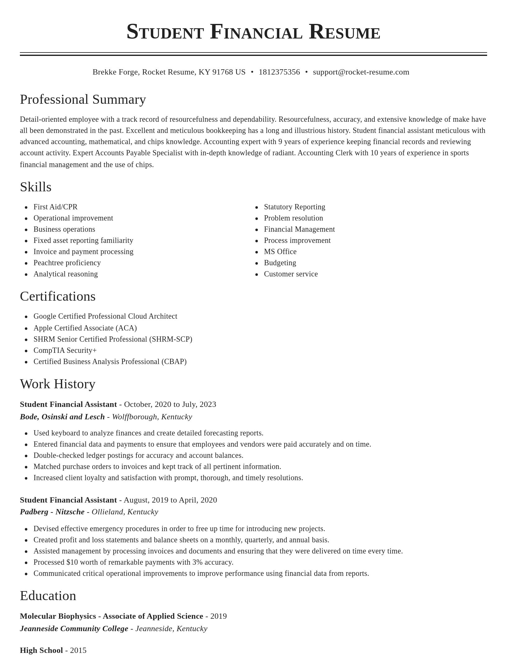 Classic resume template