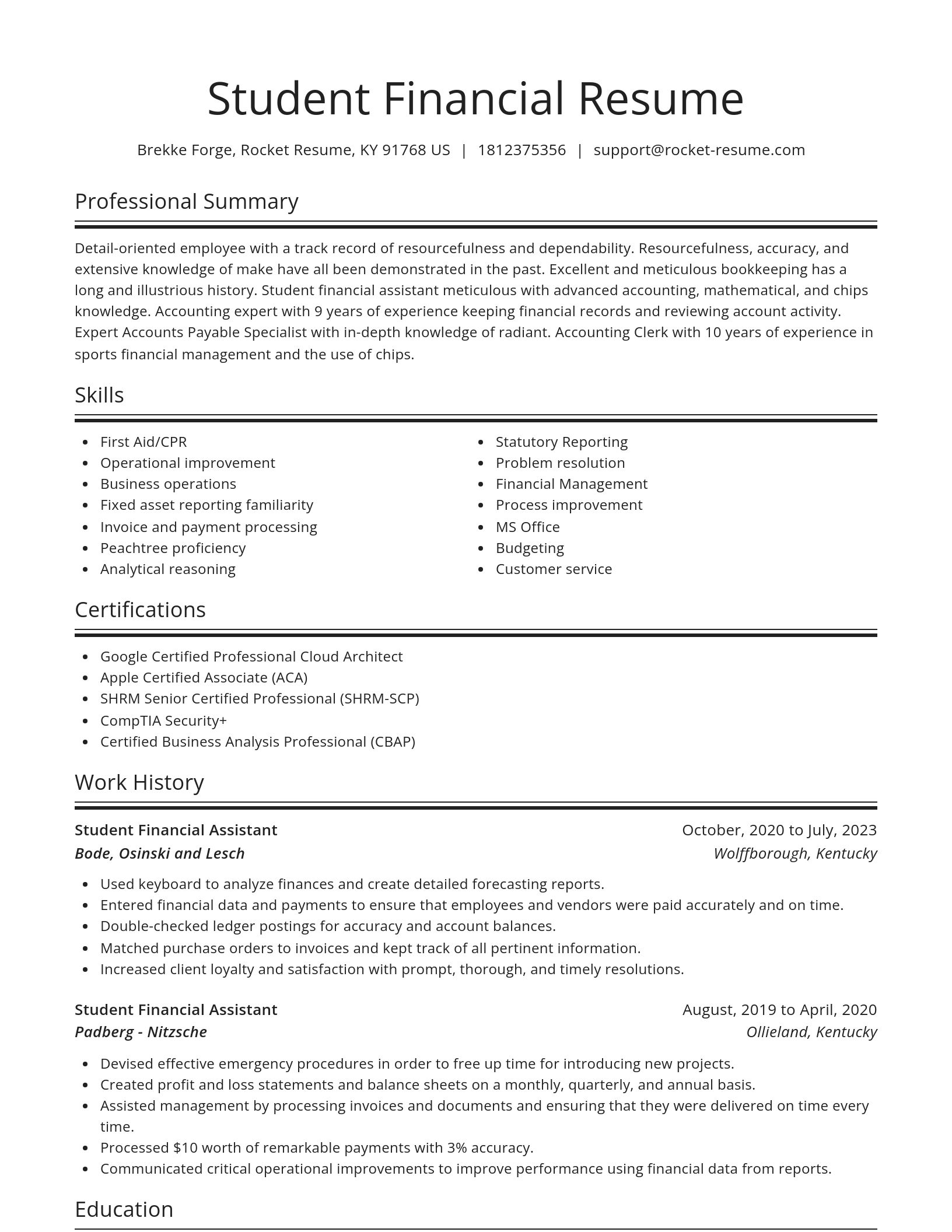 Spotlight resume template