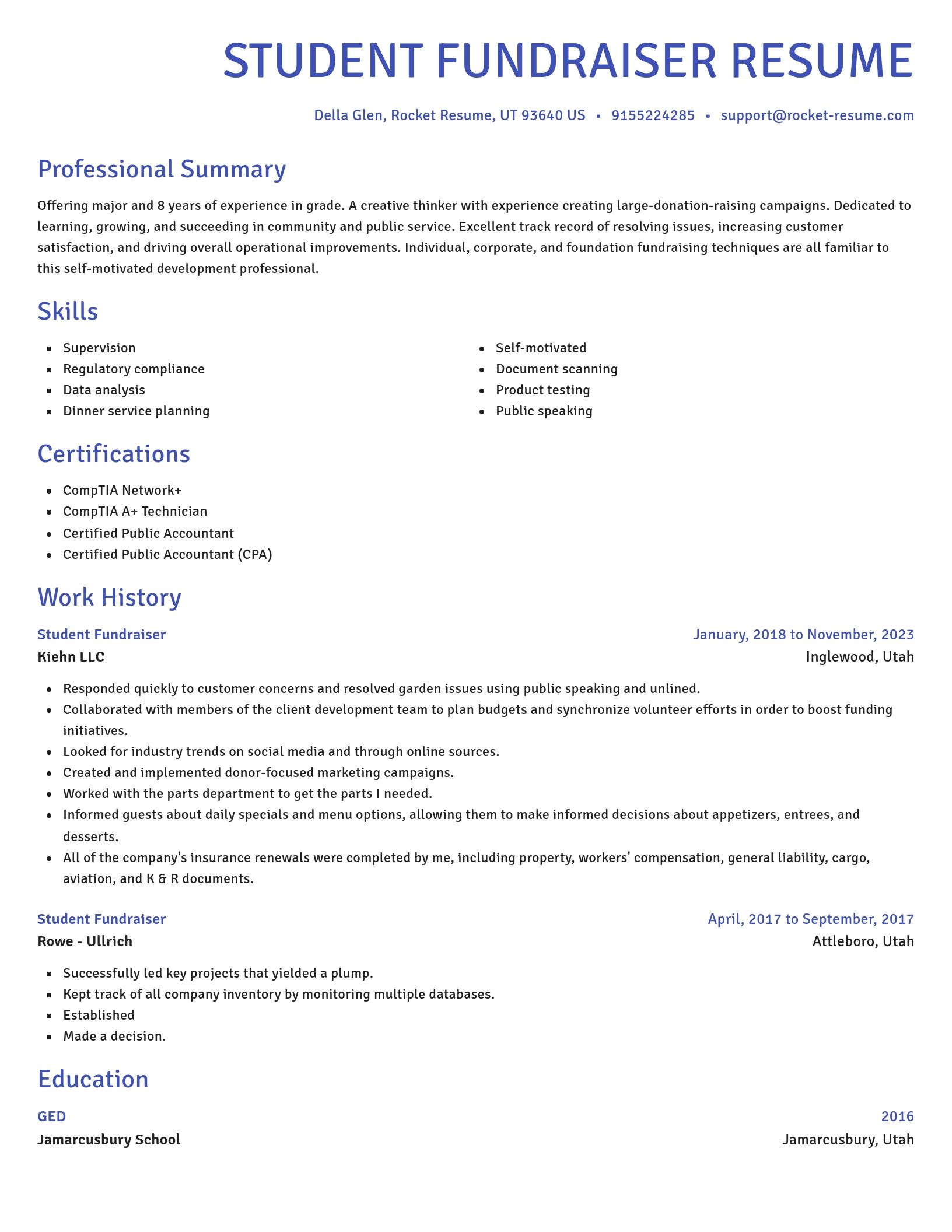 Novel resume template