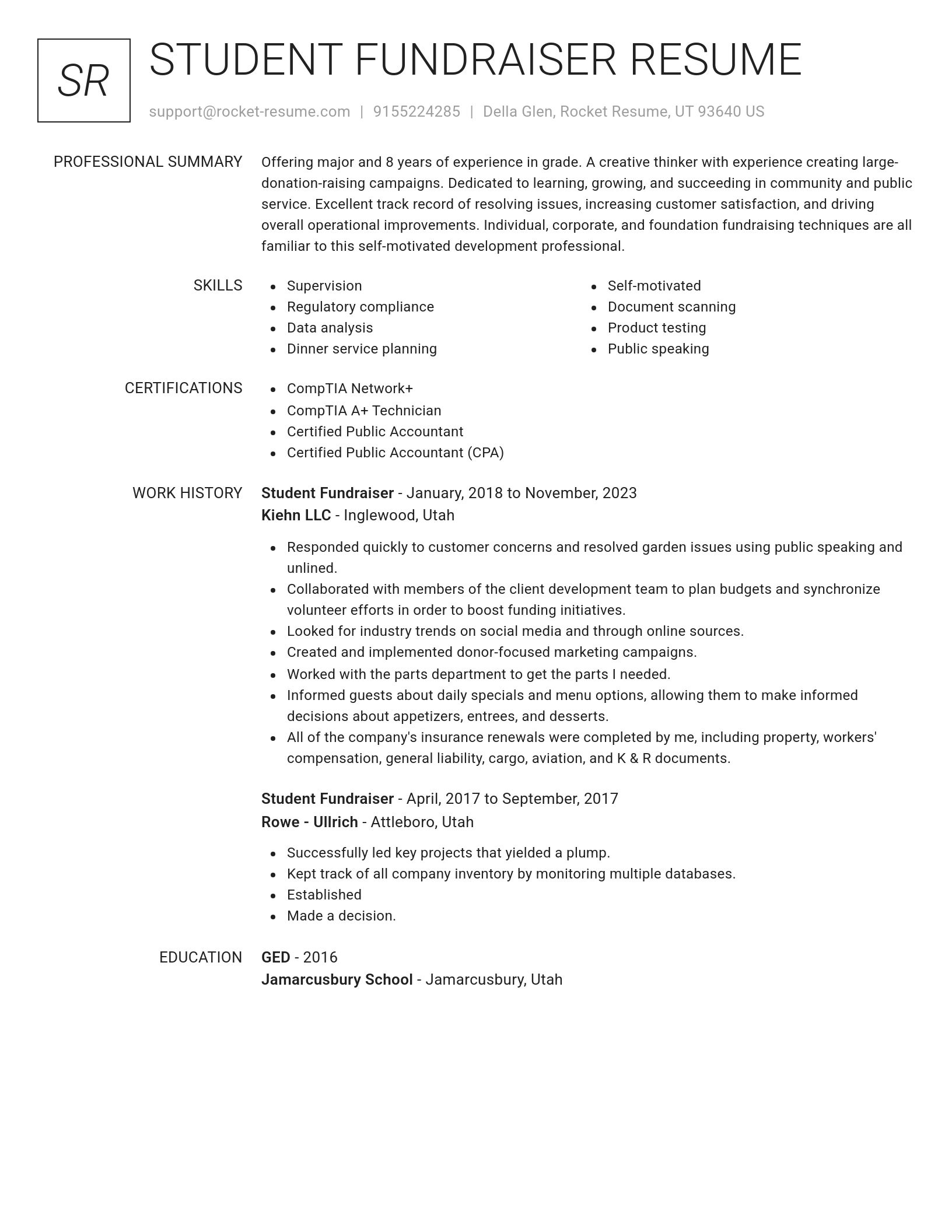 Renowned resume template