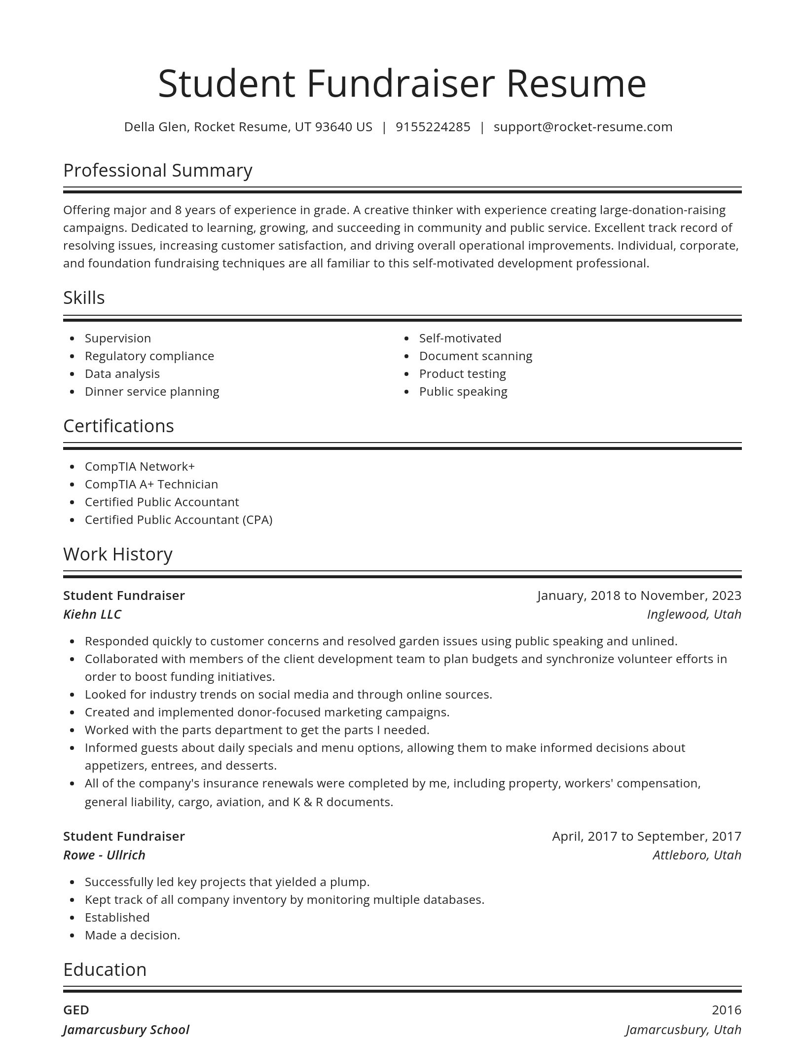 Spotlight resume template