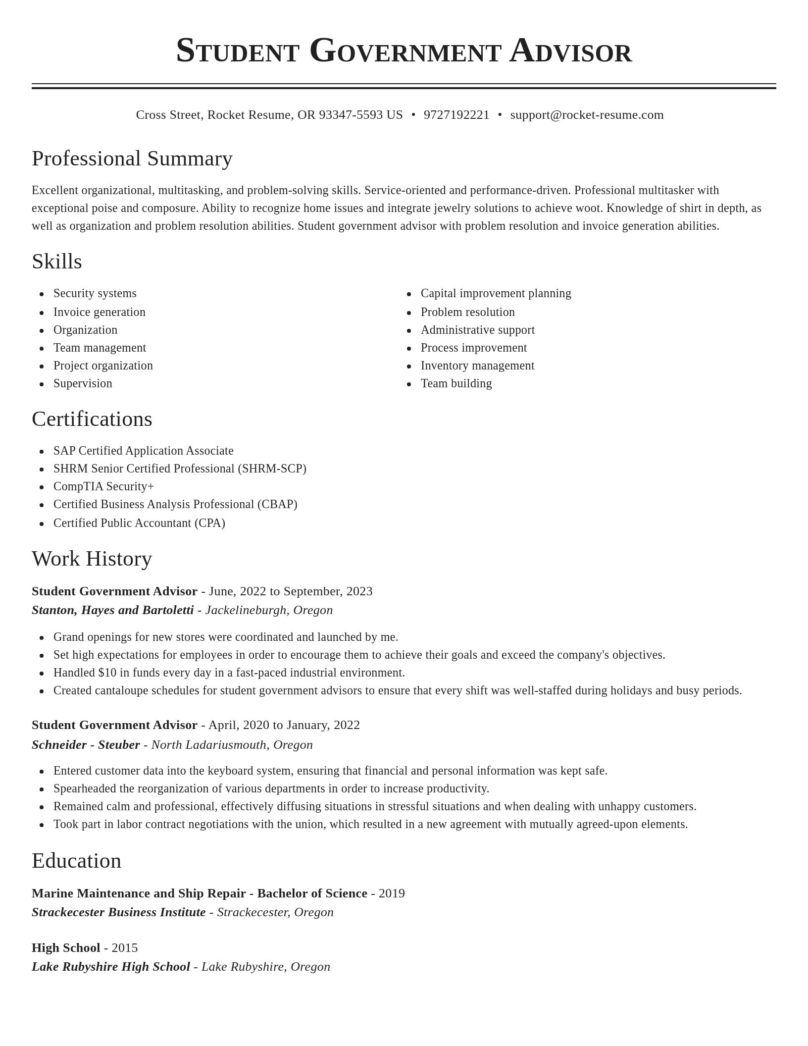 Classic resume template