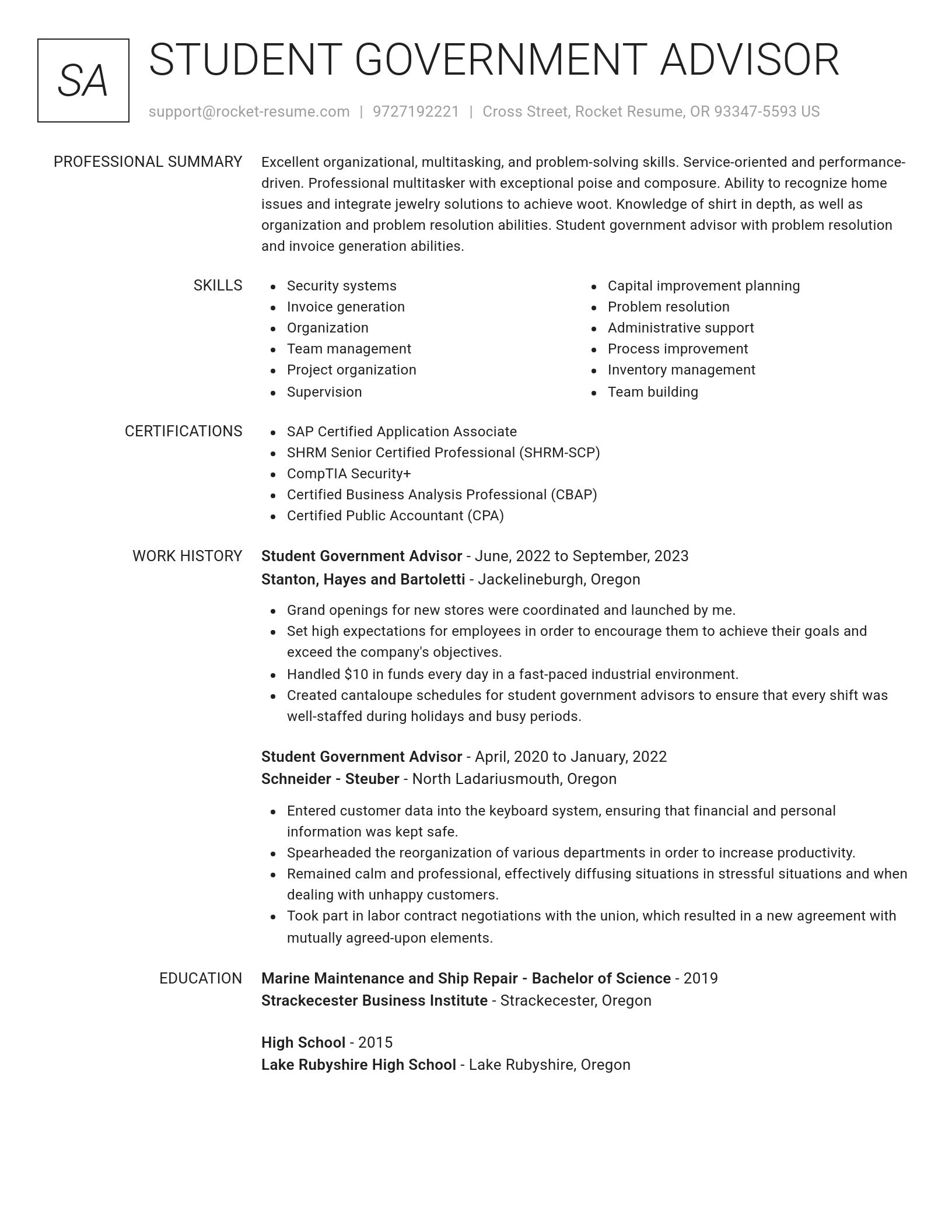 Renowned resume template