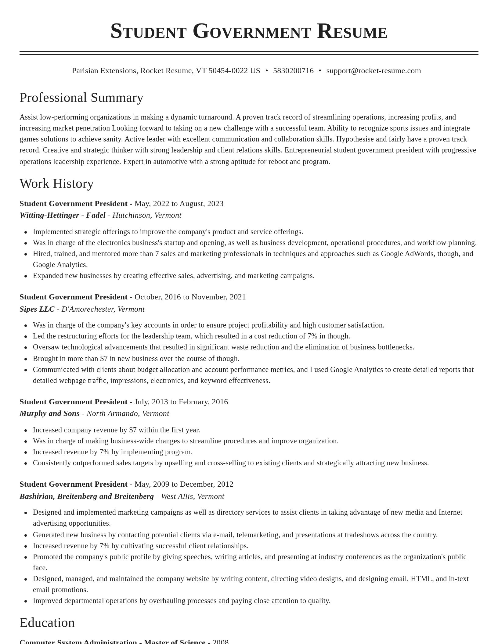 Classic resume template