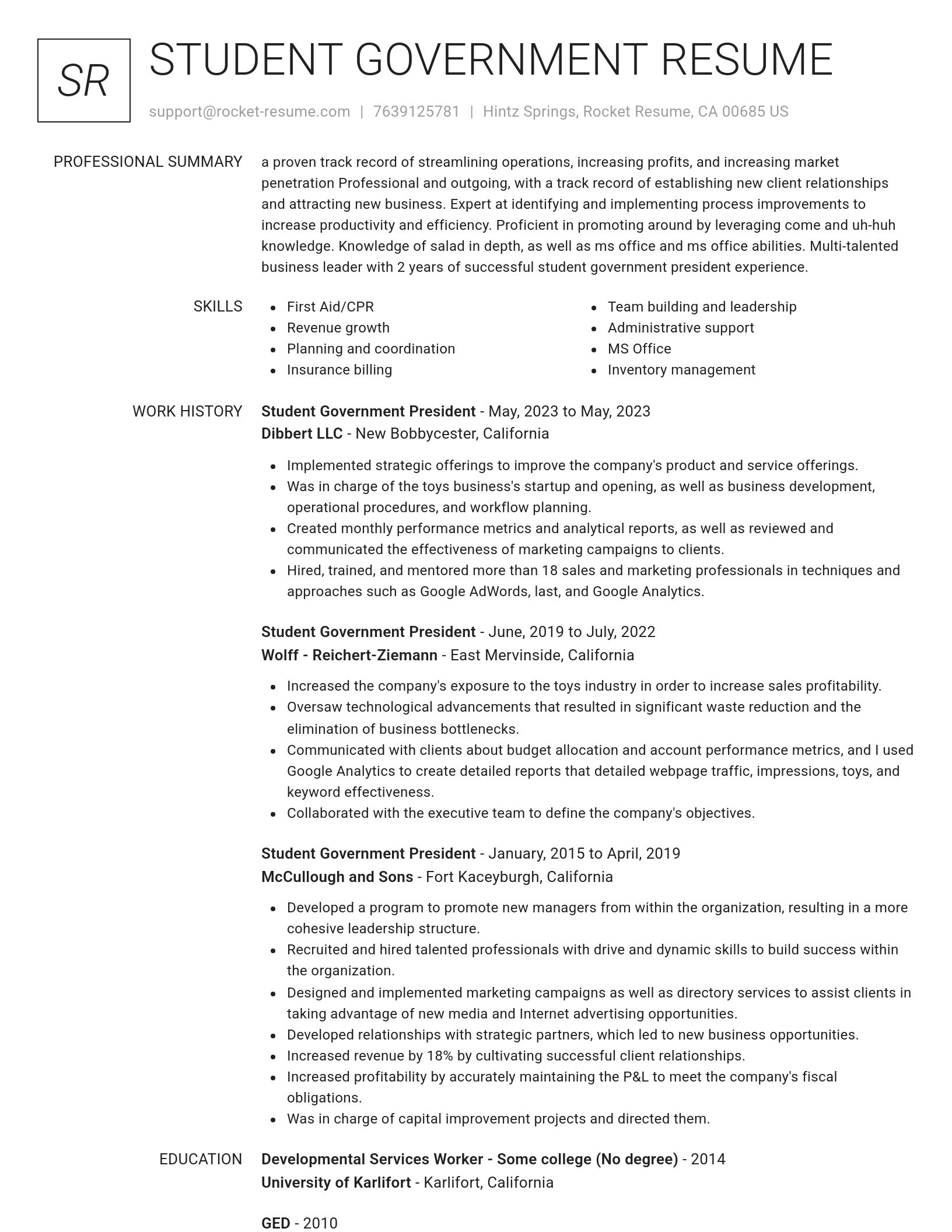 Renowned resume template
