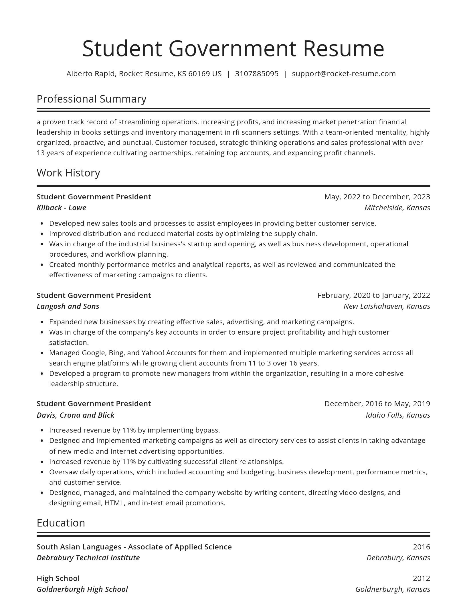 Spotlight resume template