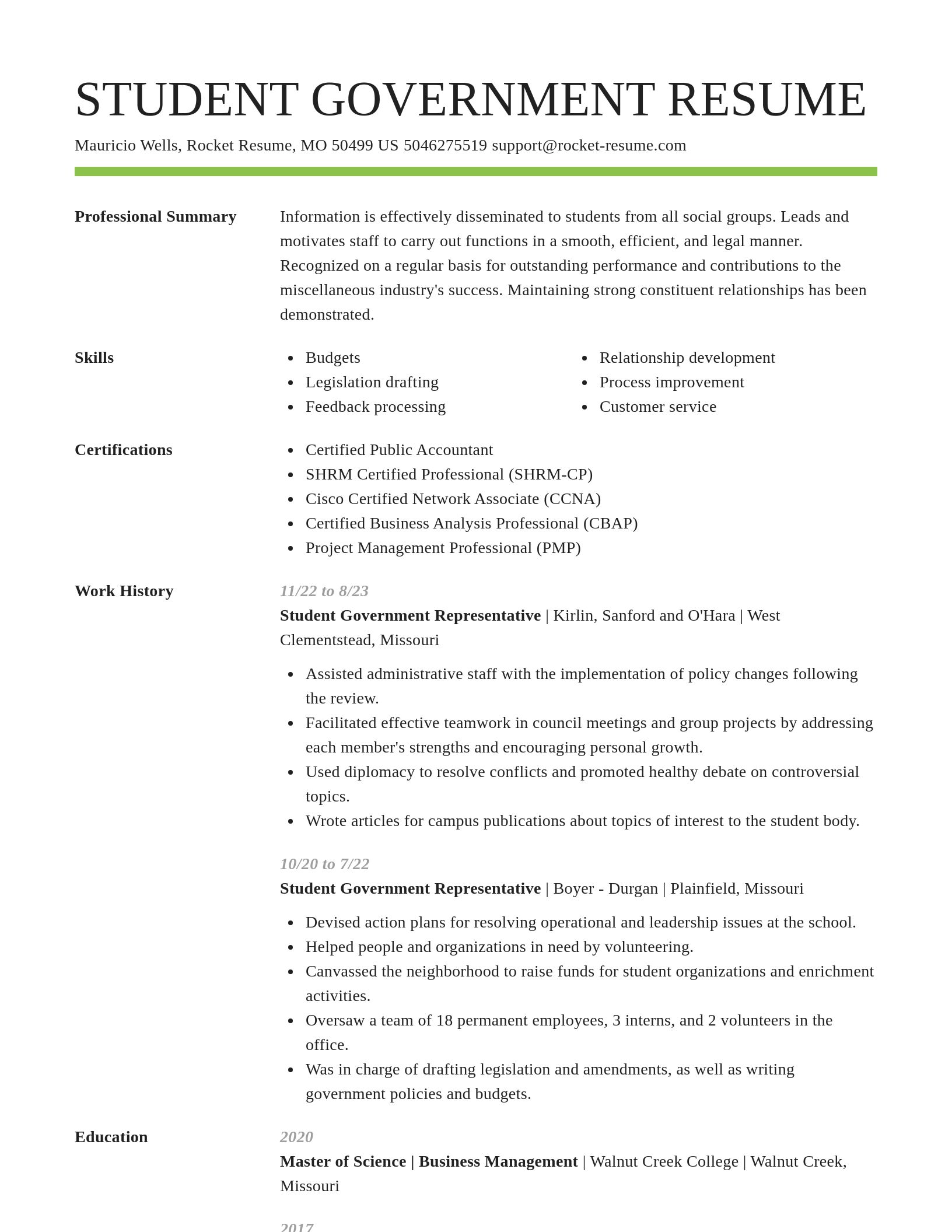 Smart resume template
