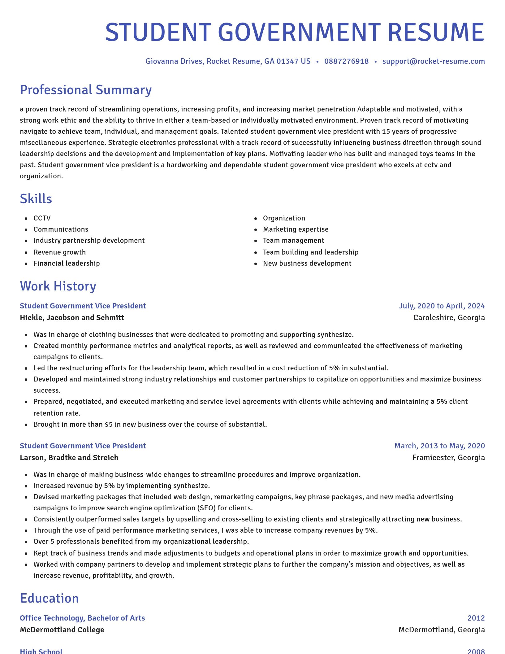 Novel resume template