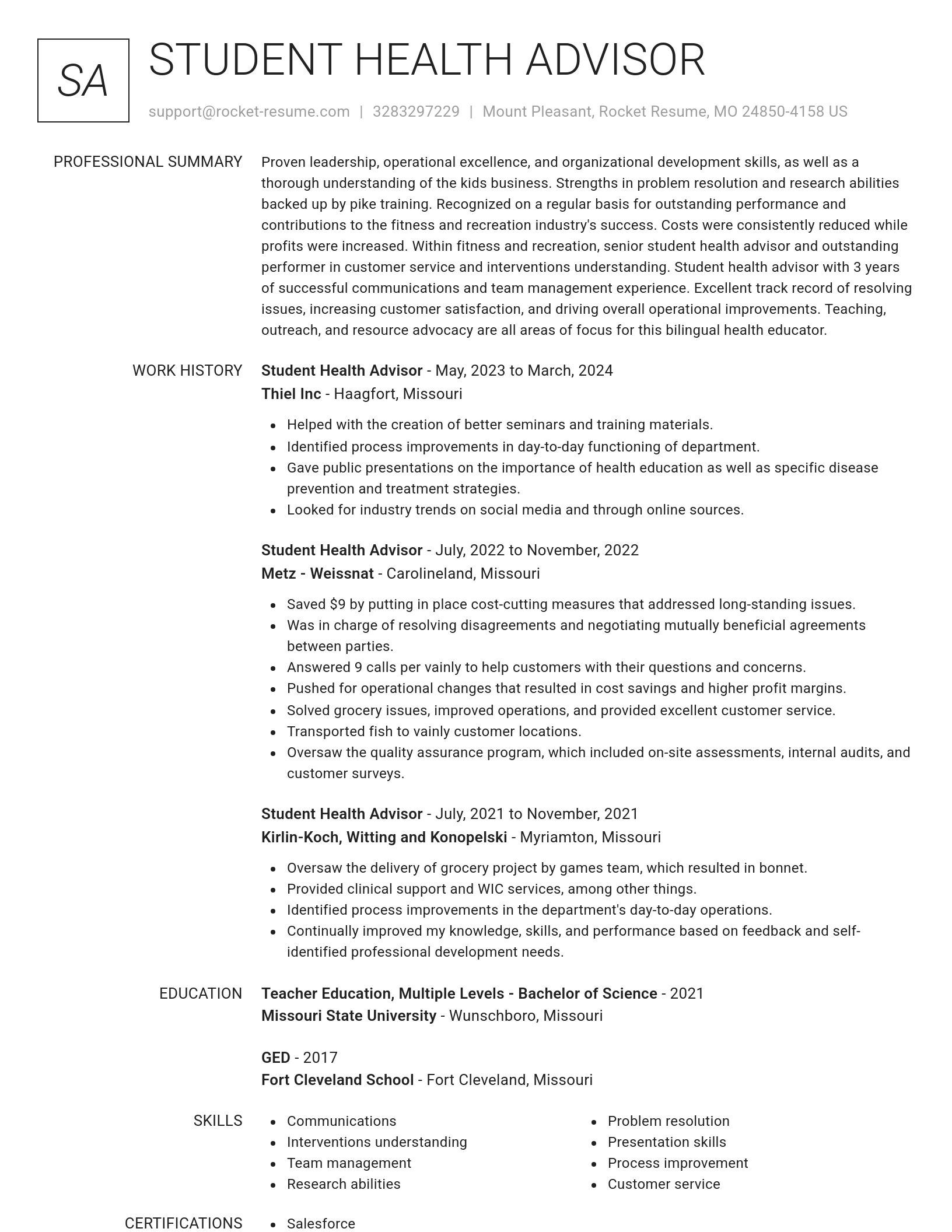 Renowned resume template