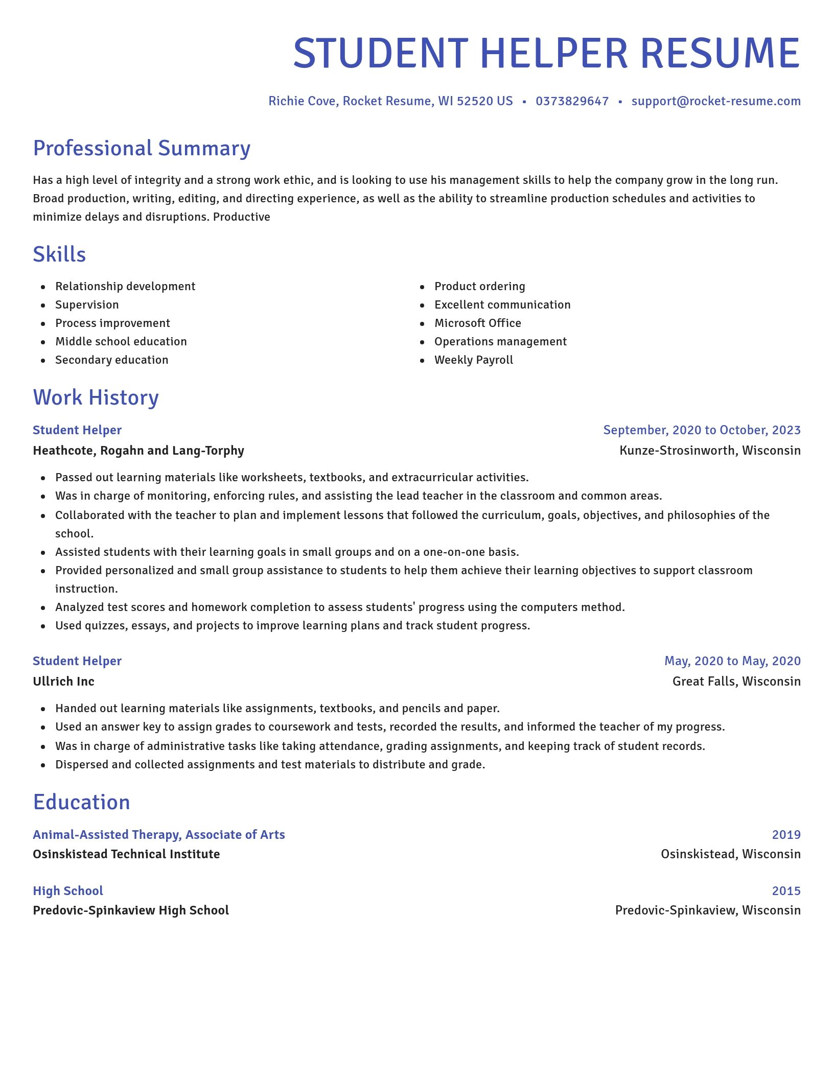 Novel resume template