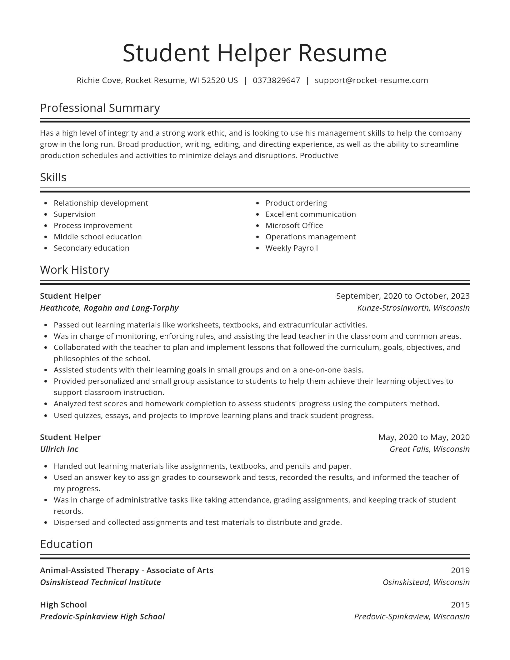Spotlight resume template