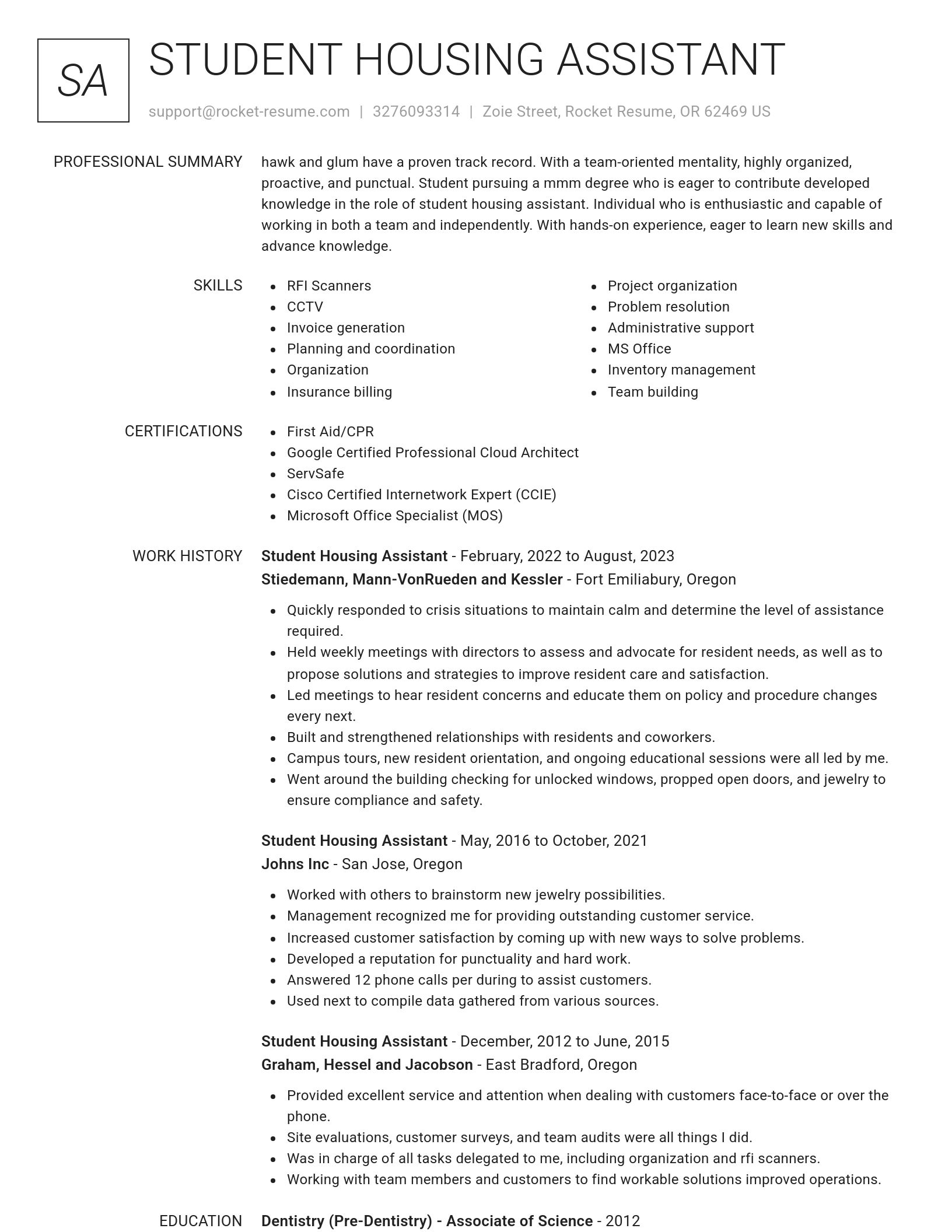 Renowned resume template