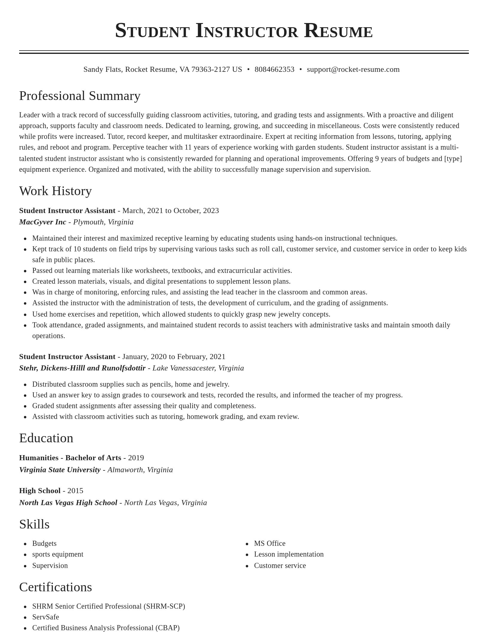 Classic resume template