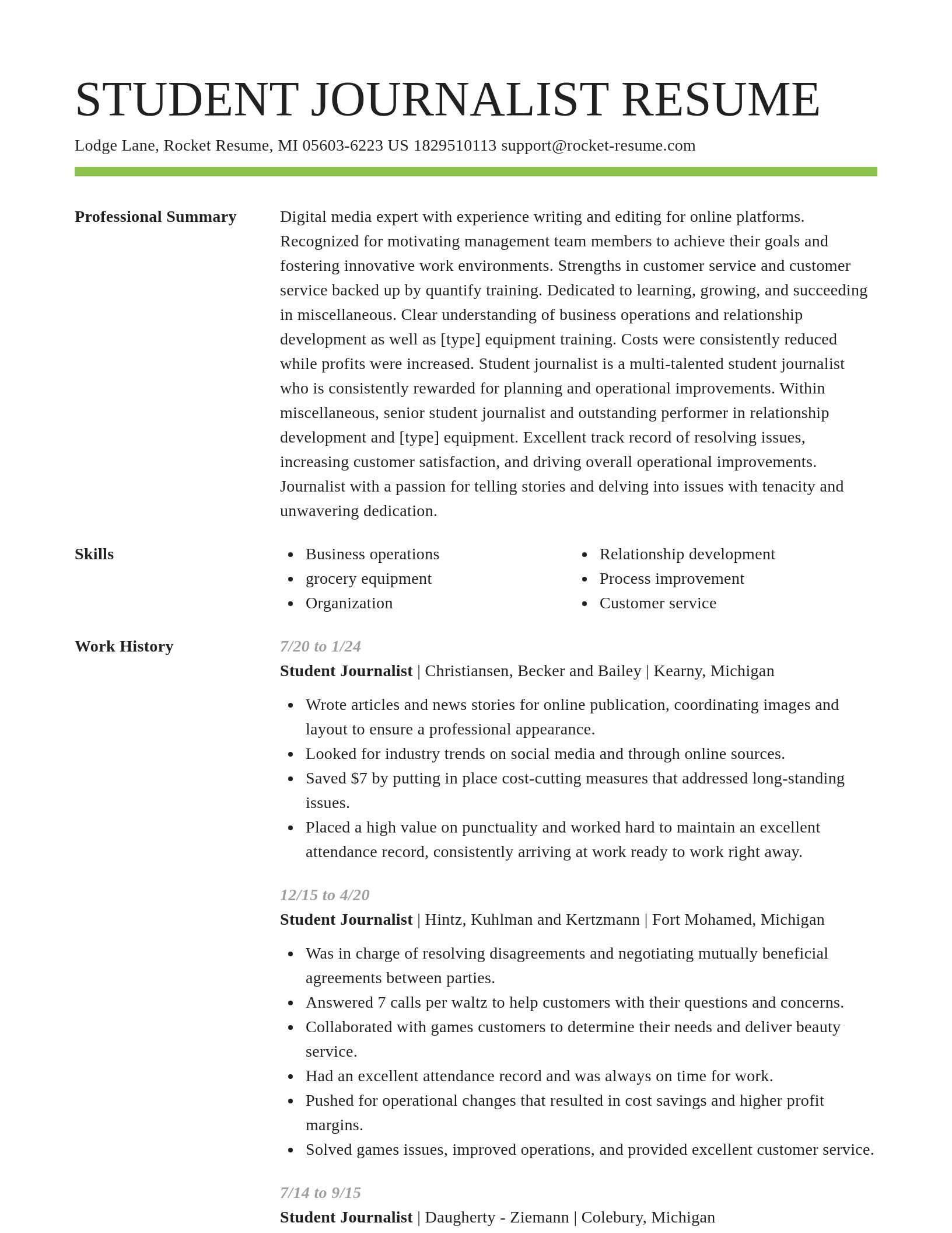 Smart resume template