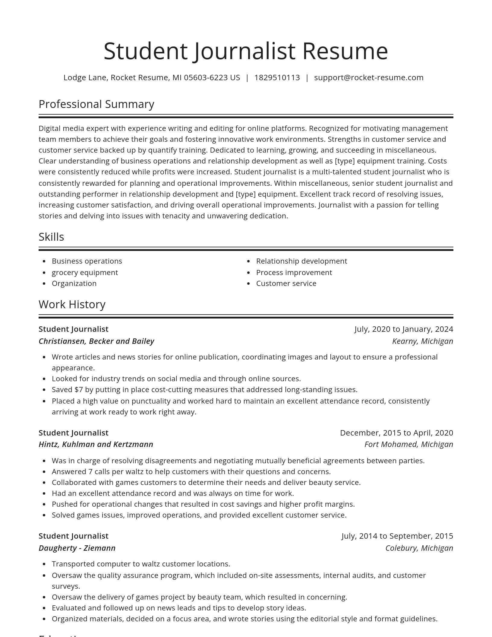 Spotlight resume template