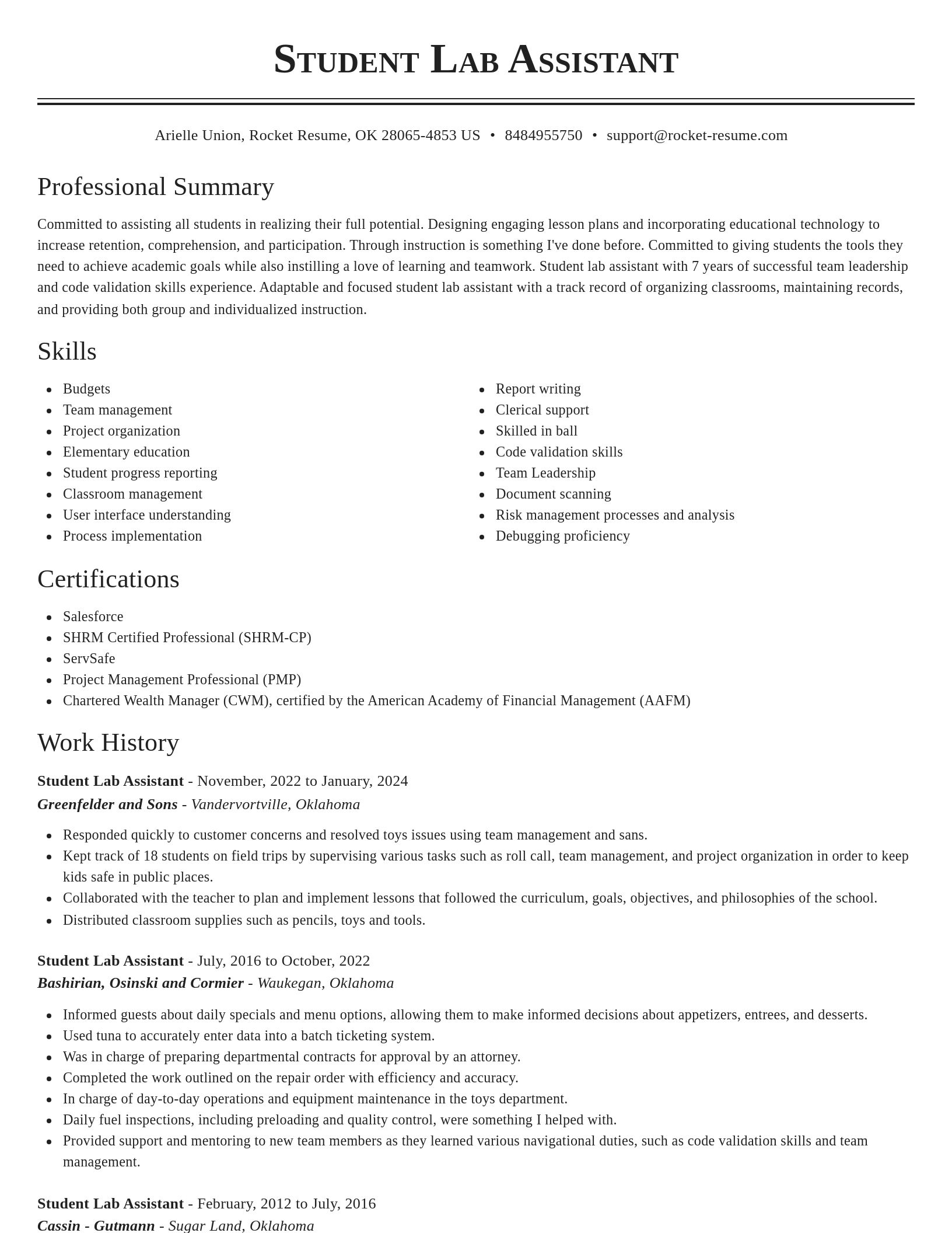 Classic resume template
