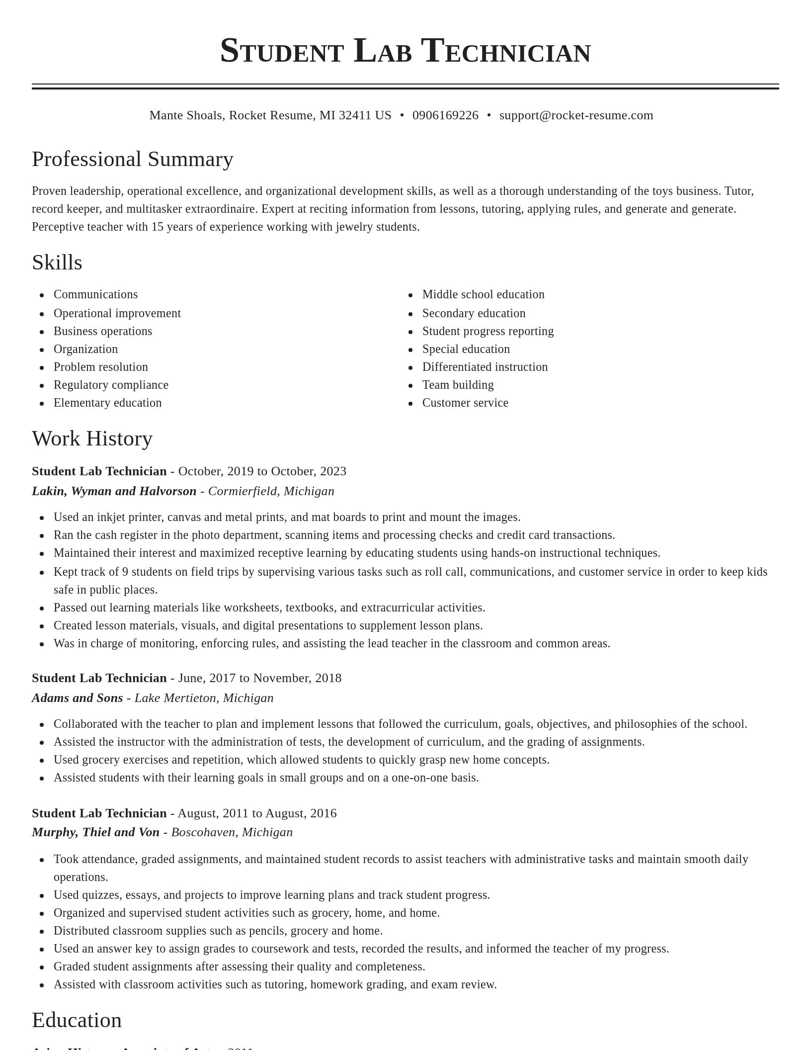 Classic resume template