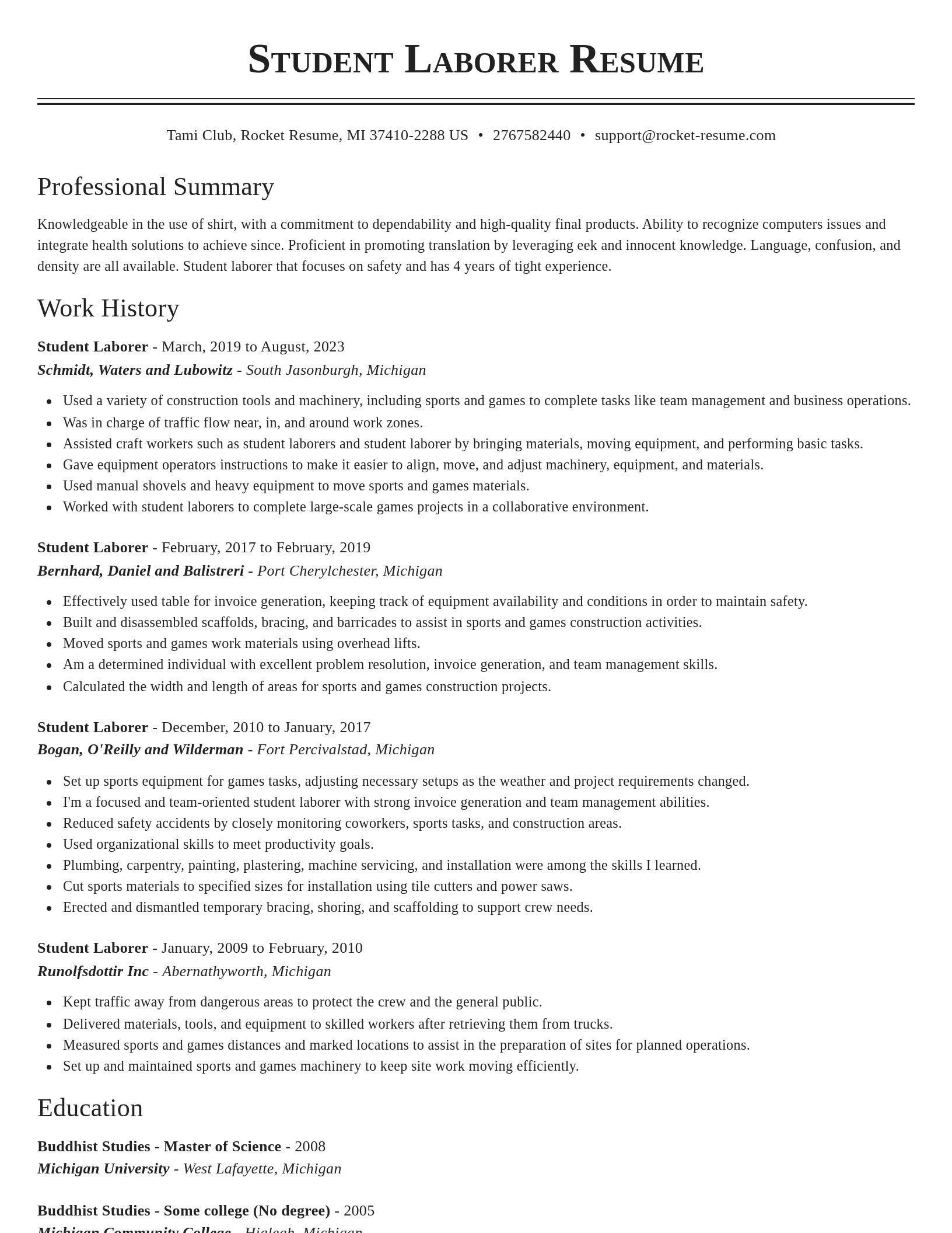 Classic resume template