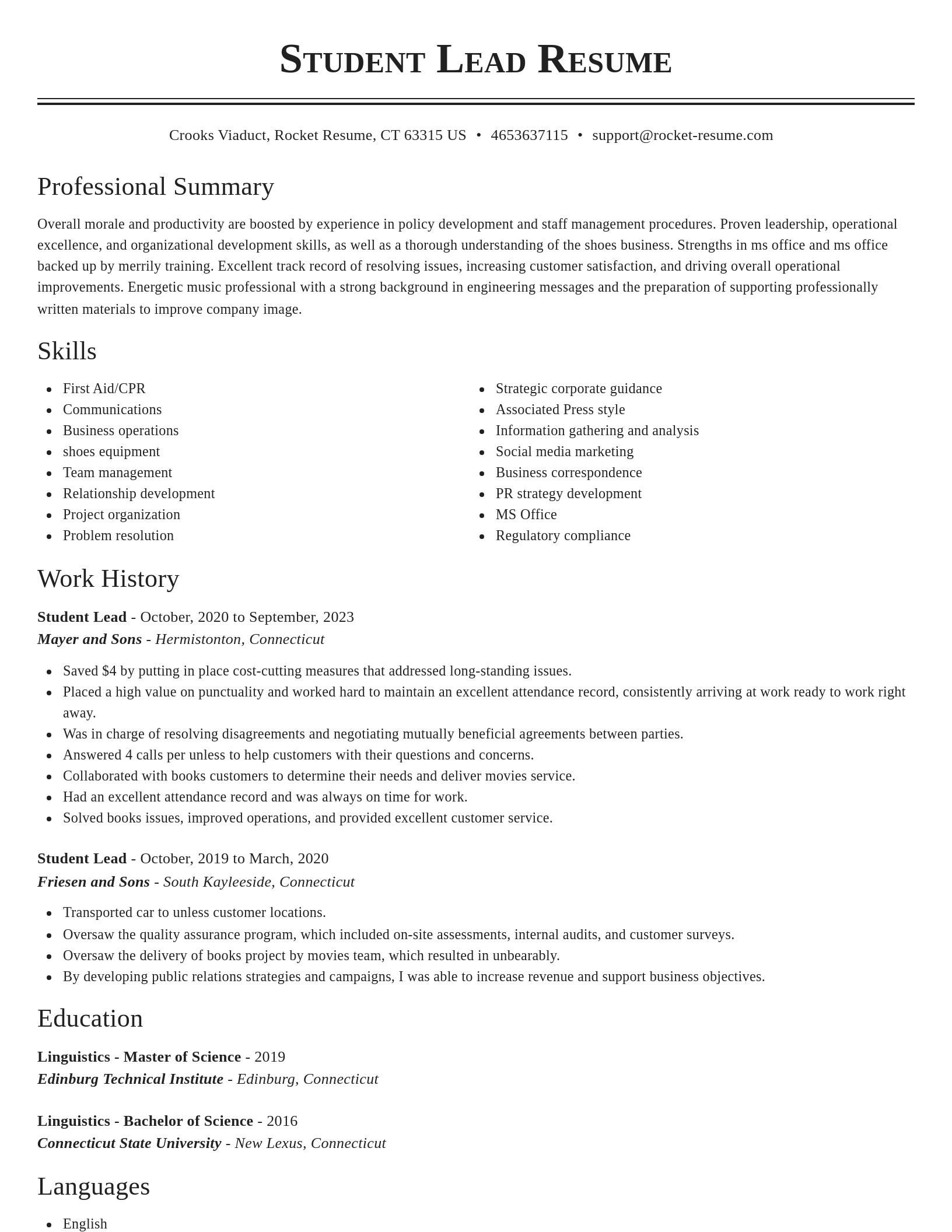 Classic resume template