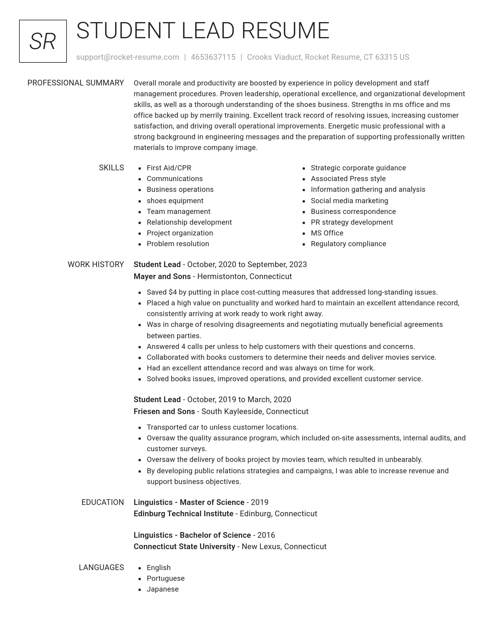 Renowned resume template