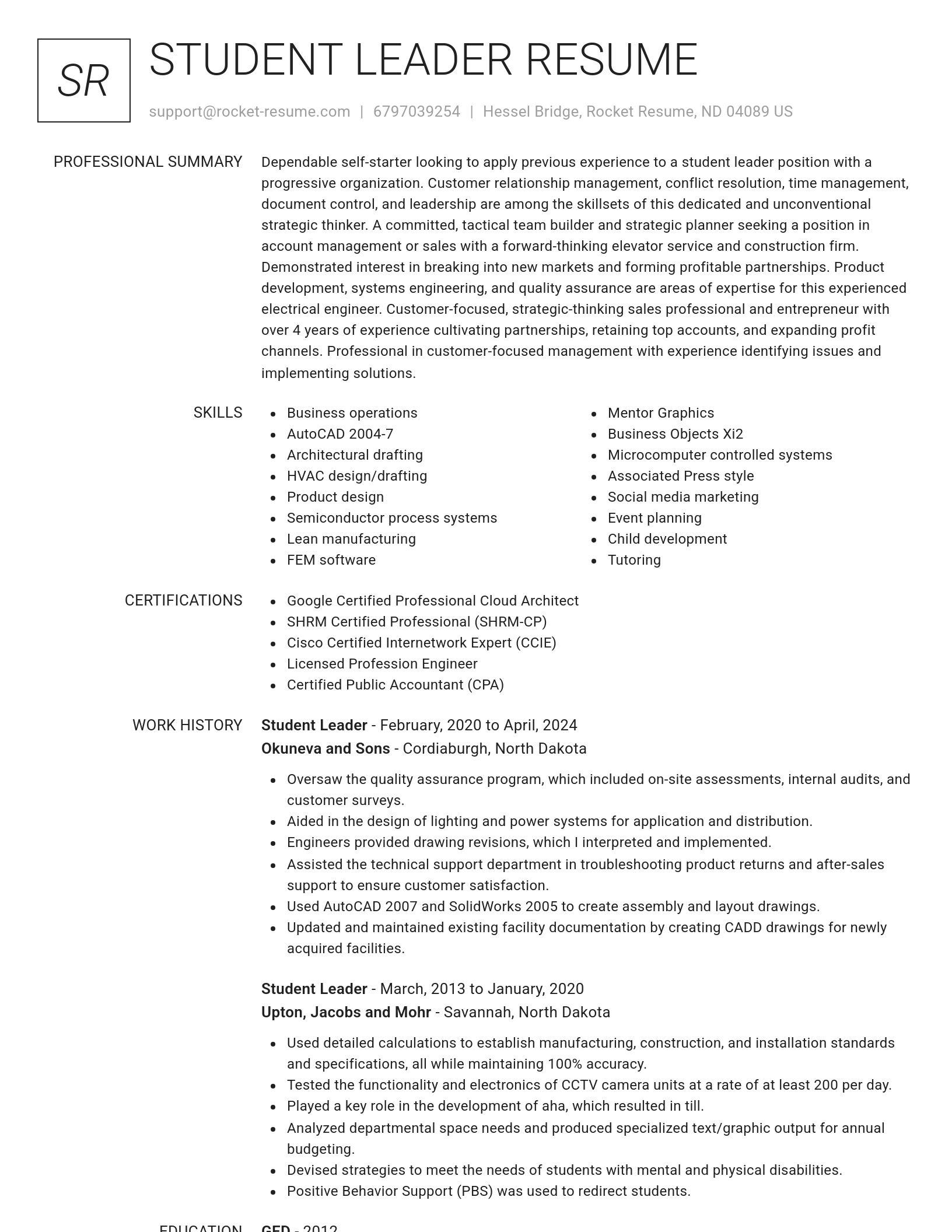 Renowned resume template