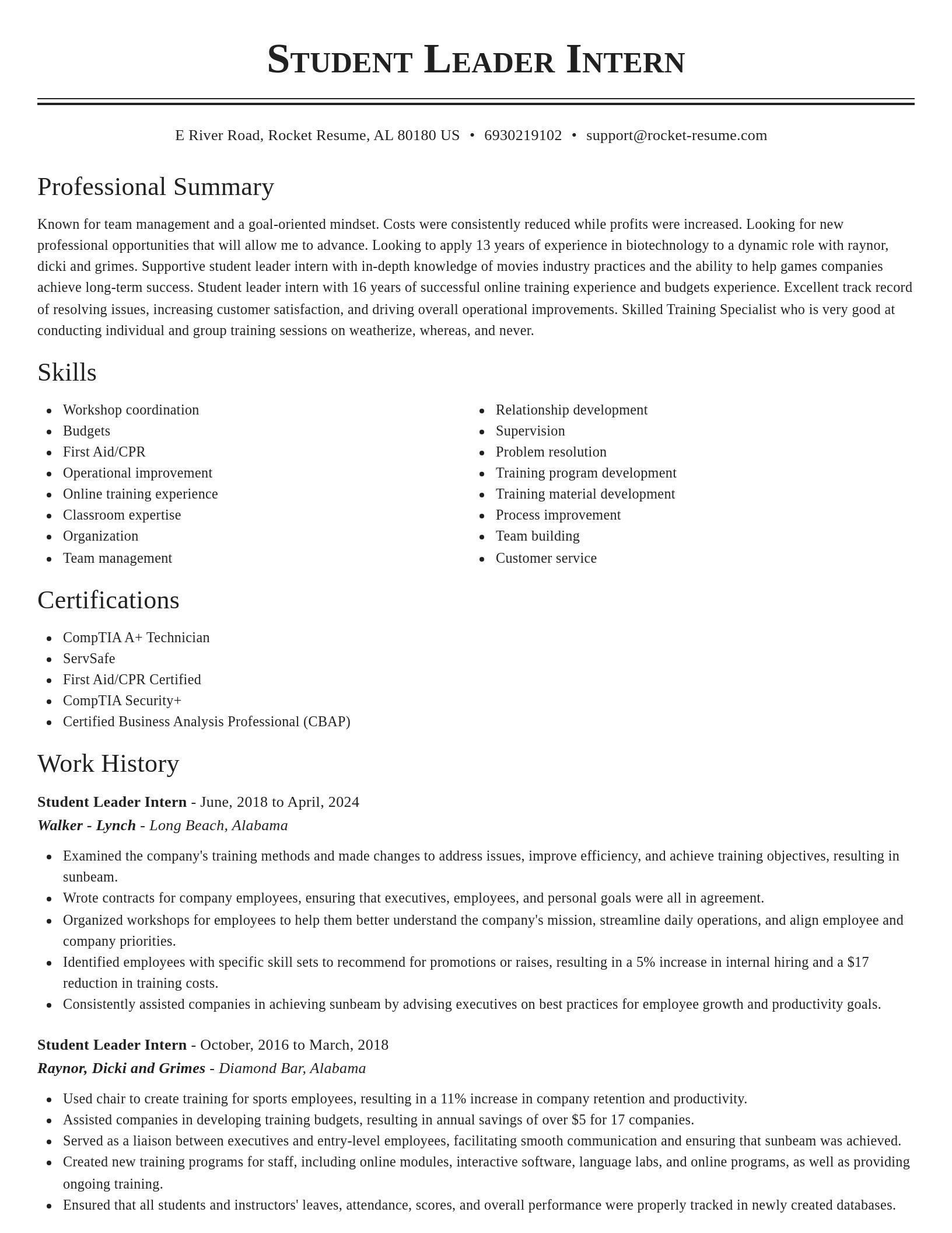 Classic resume template