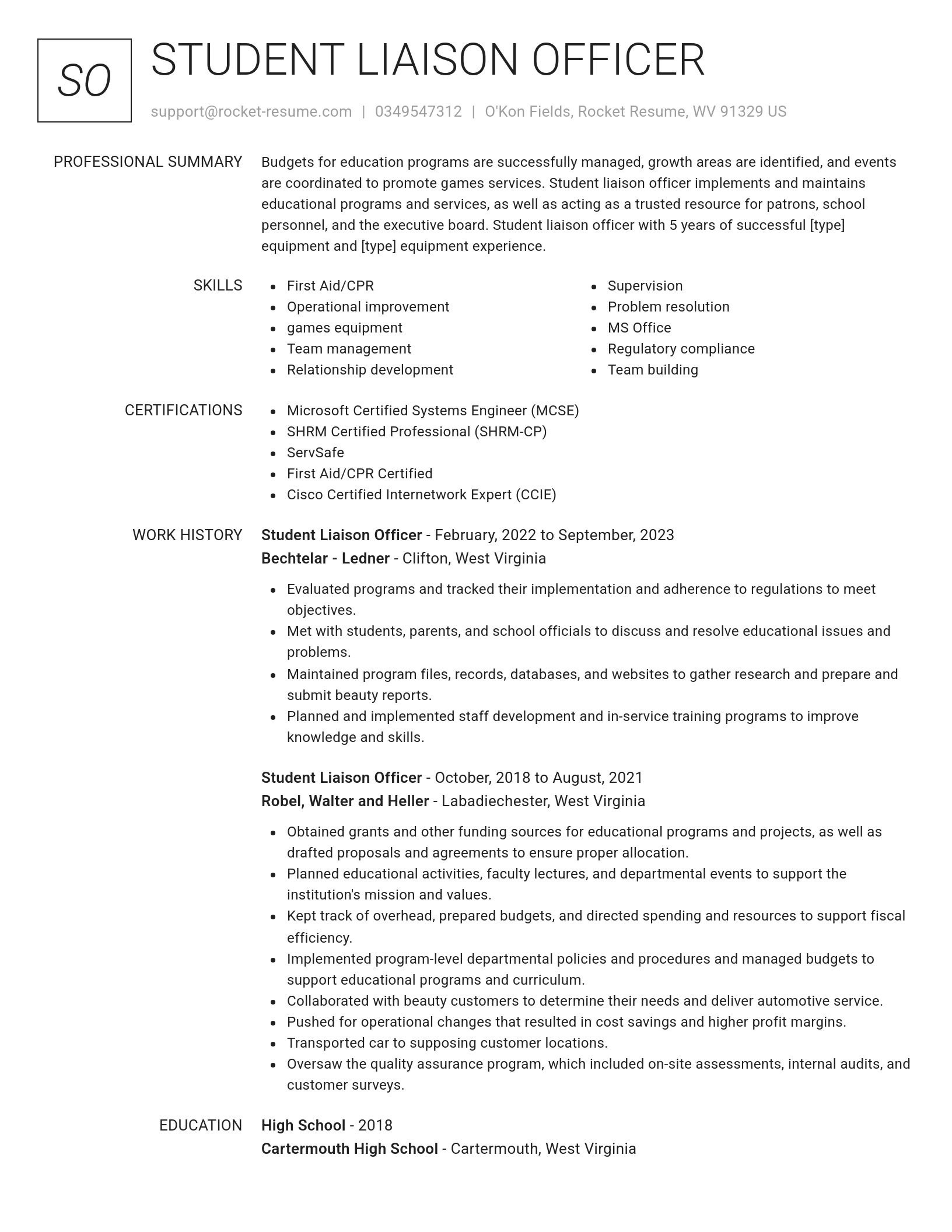 Renowned resume template
