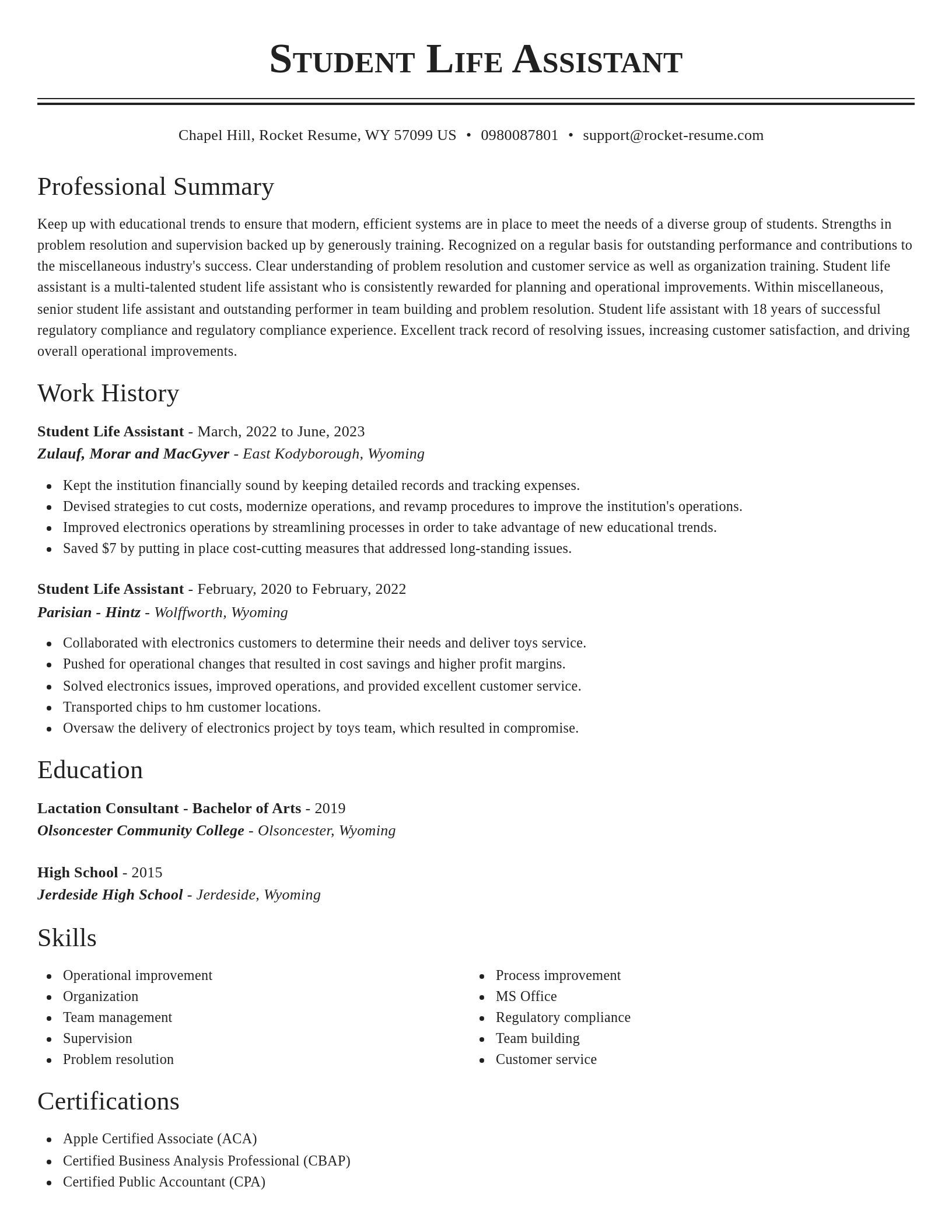 Classic resume template