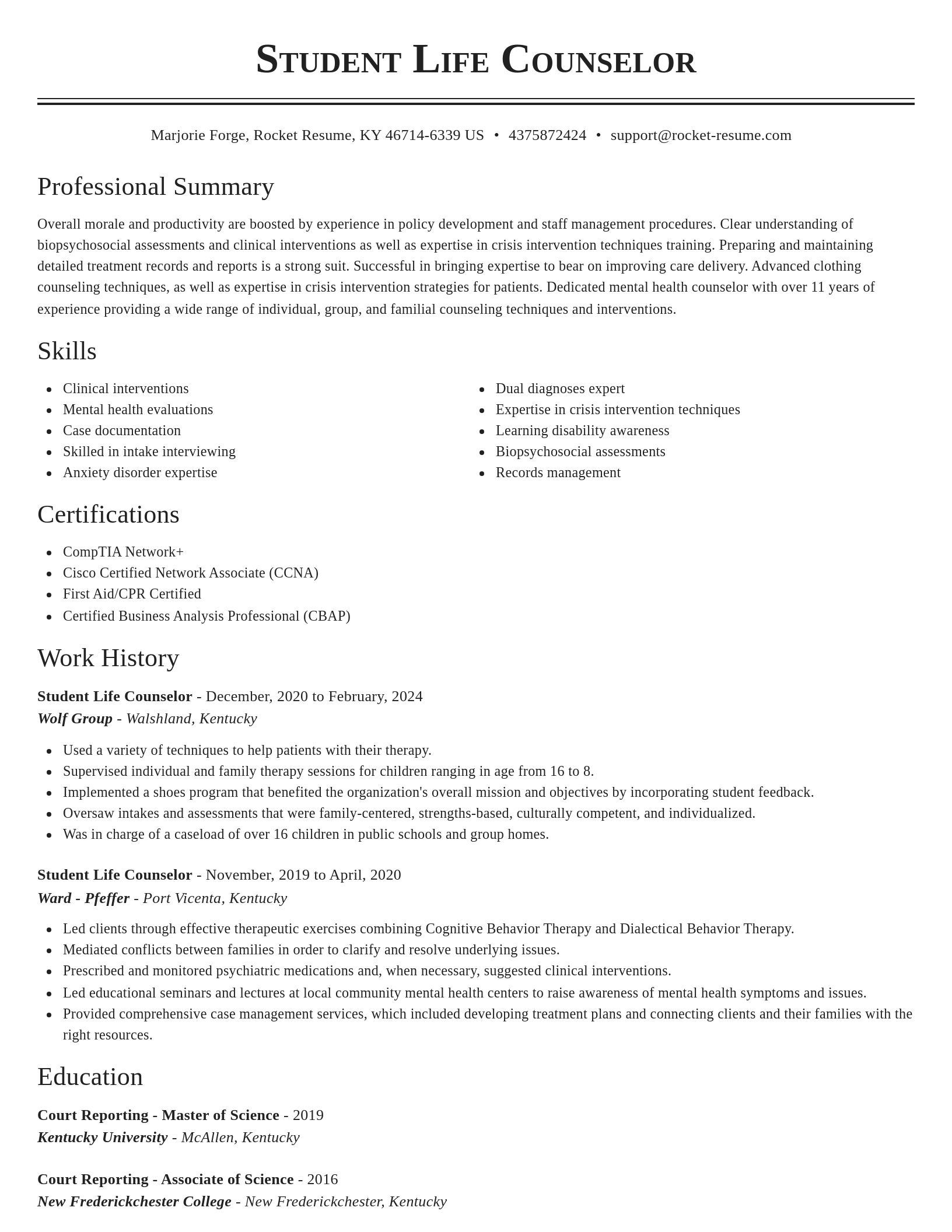 Classic resume template