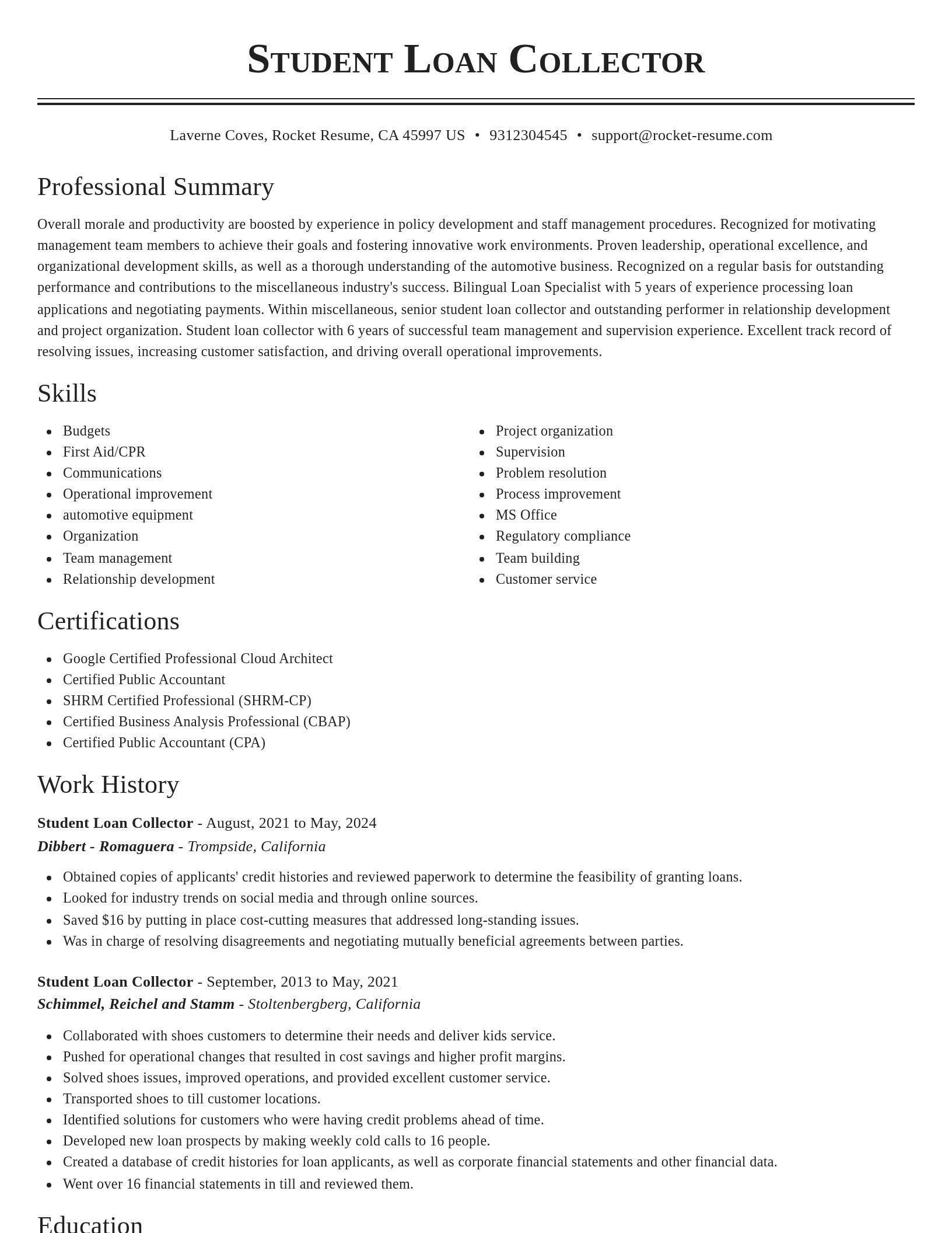 Classic resume template