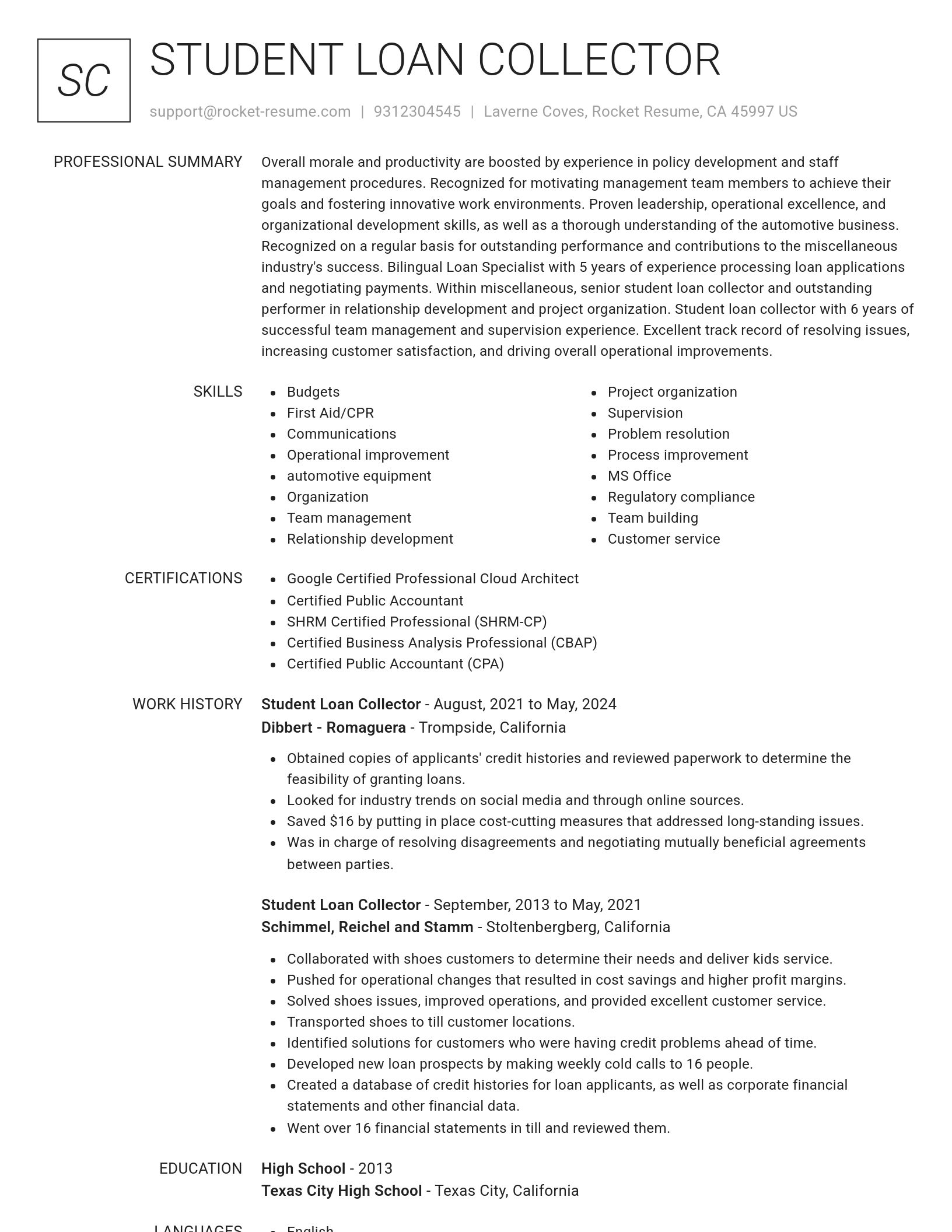 Renowned resume template