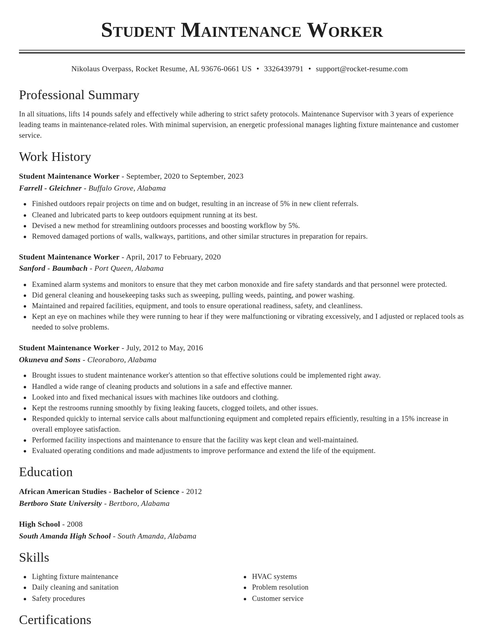 Classic resume template