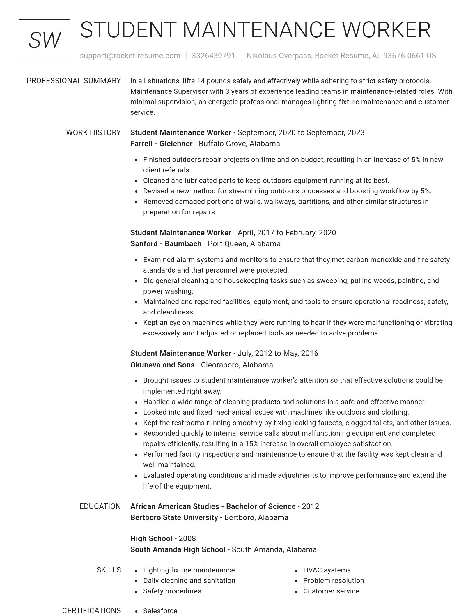 Renowned resume template