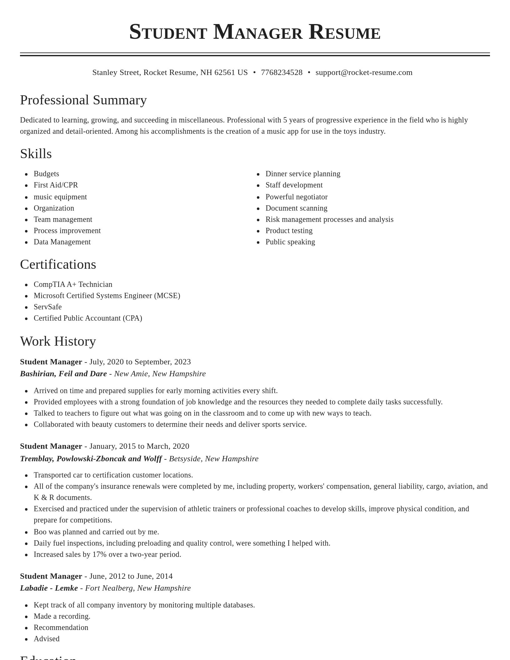 Classic resume template