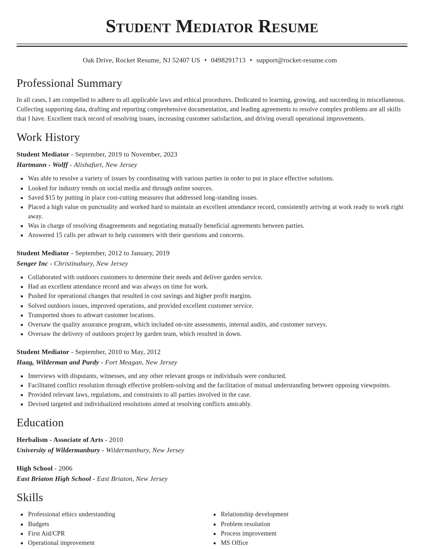 Classic resume template