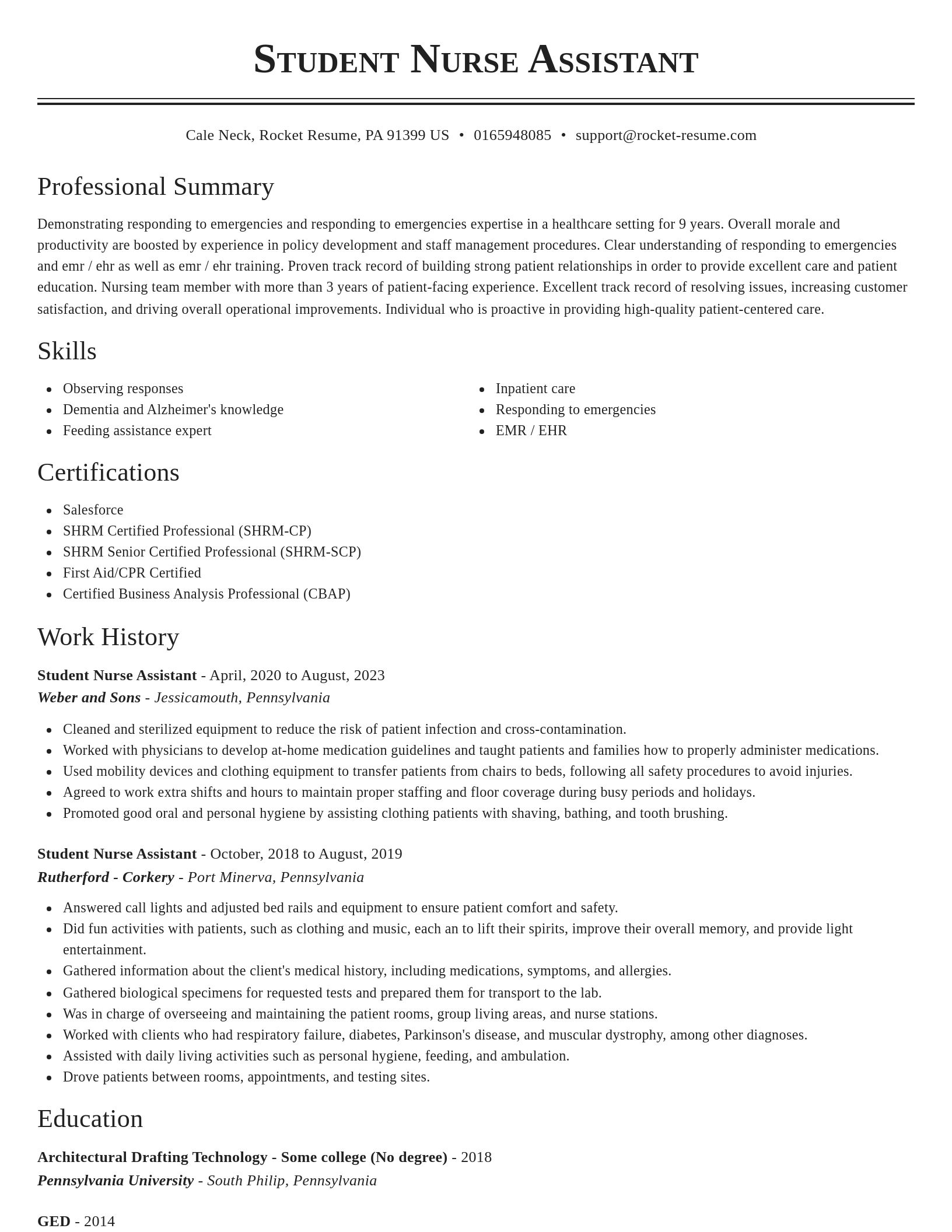 Classic resume template
