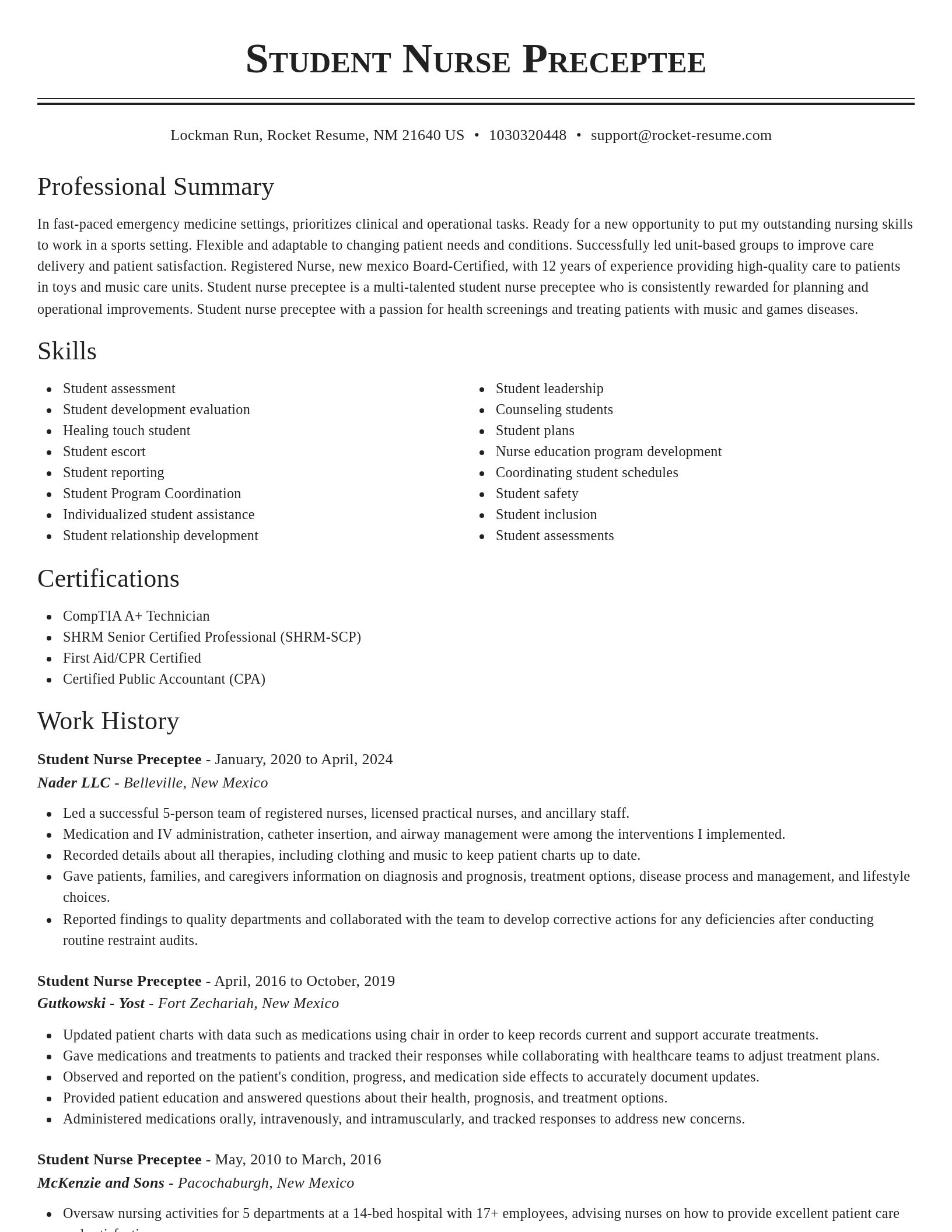 Classic resume template