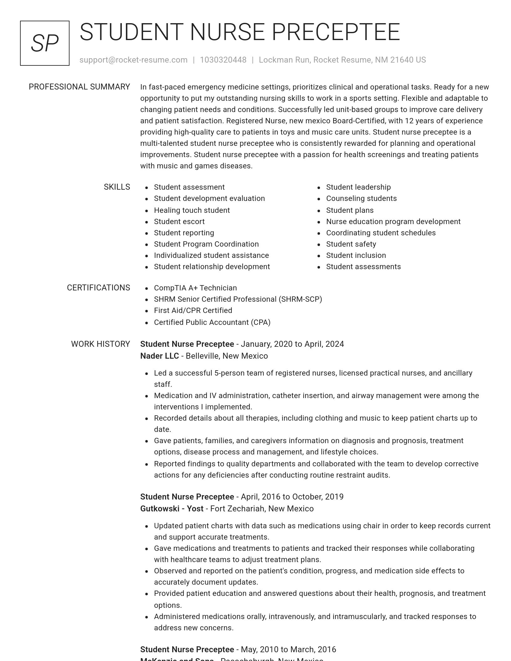 Renowned resume template