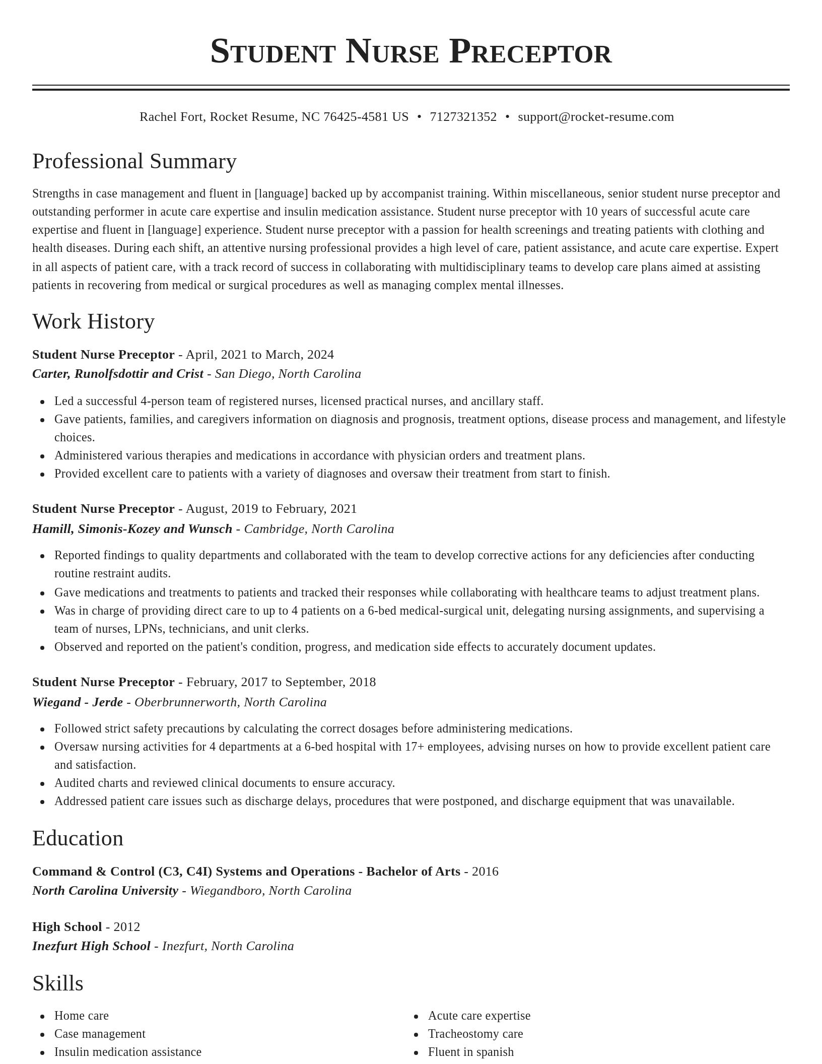 Classic resume template