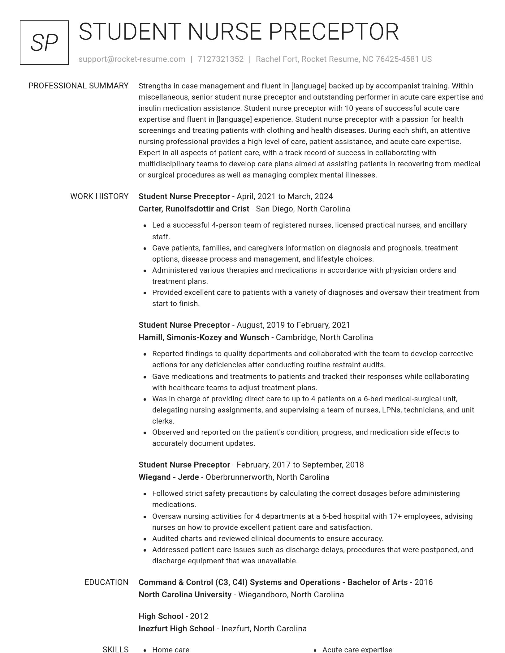 Renowned resume template