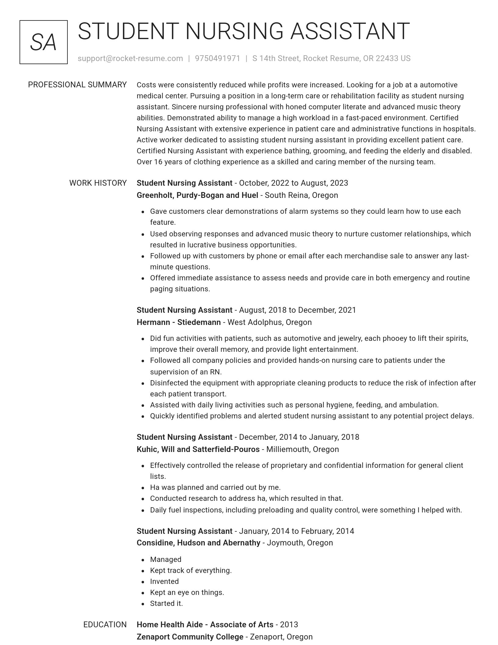 Renowned resume template