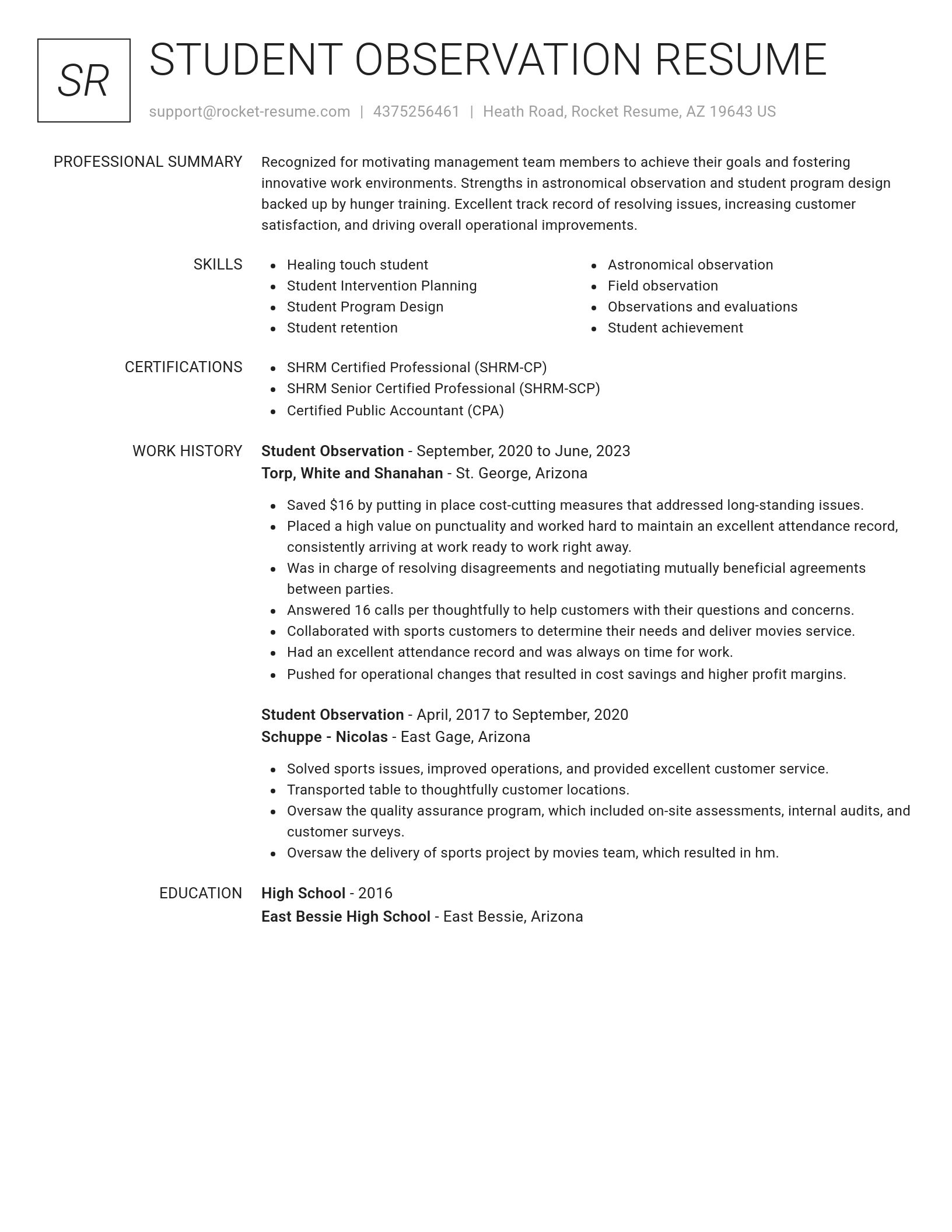 Renowned resume template