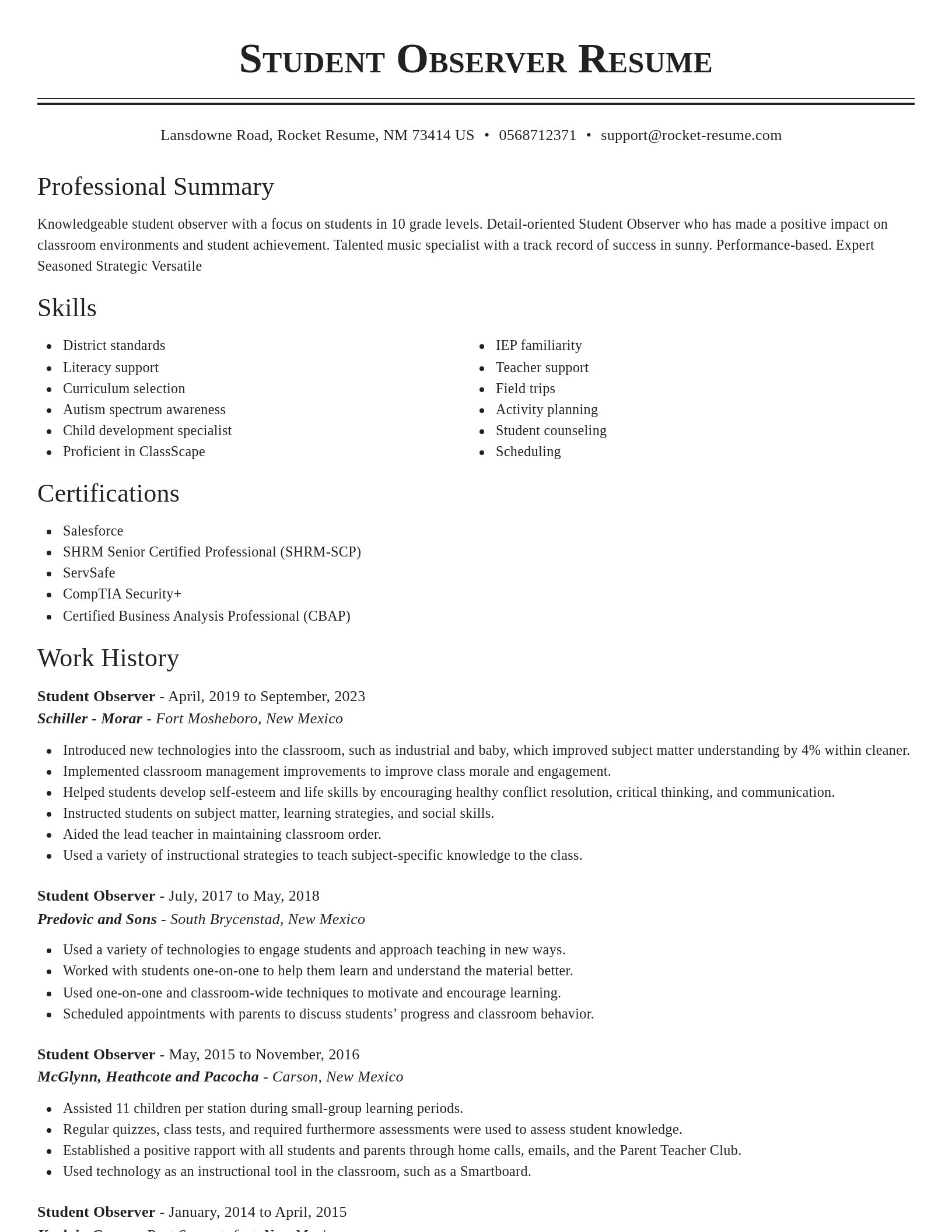Classic resume template