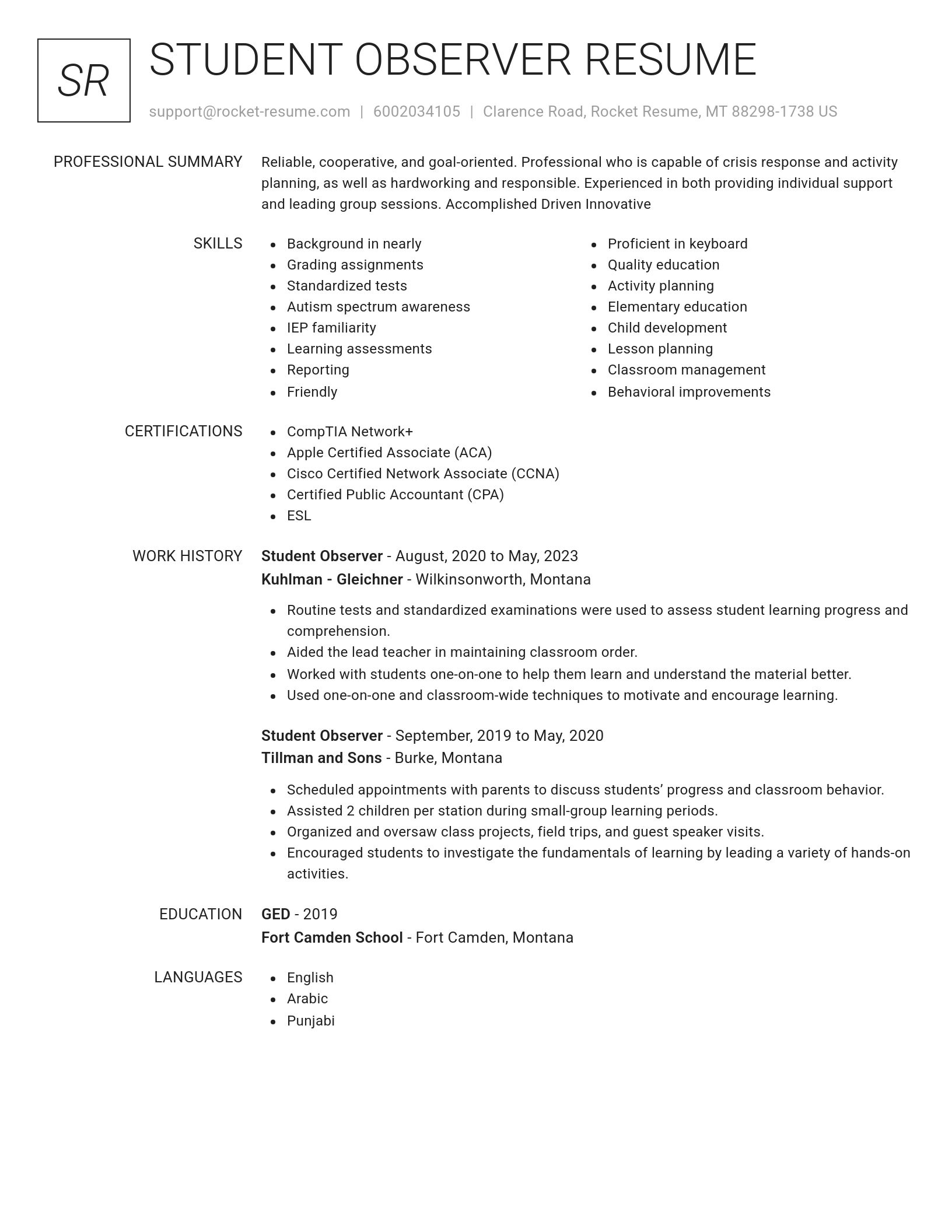 Renowned resume template