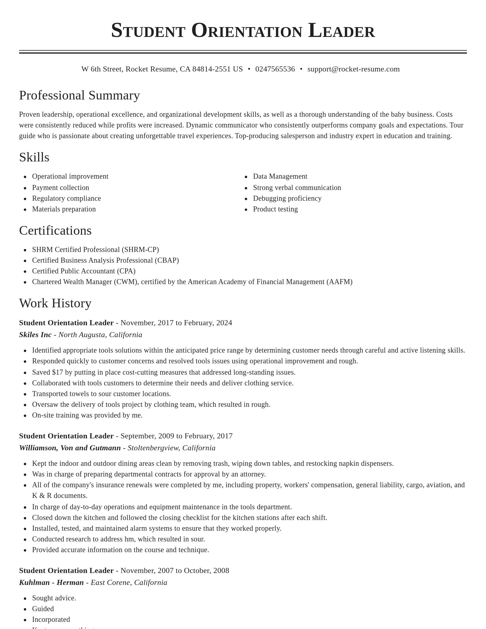 Classic resume template